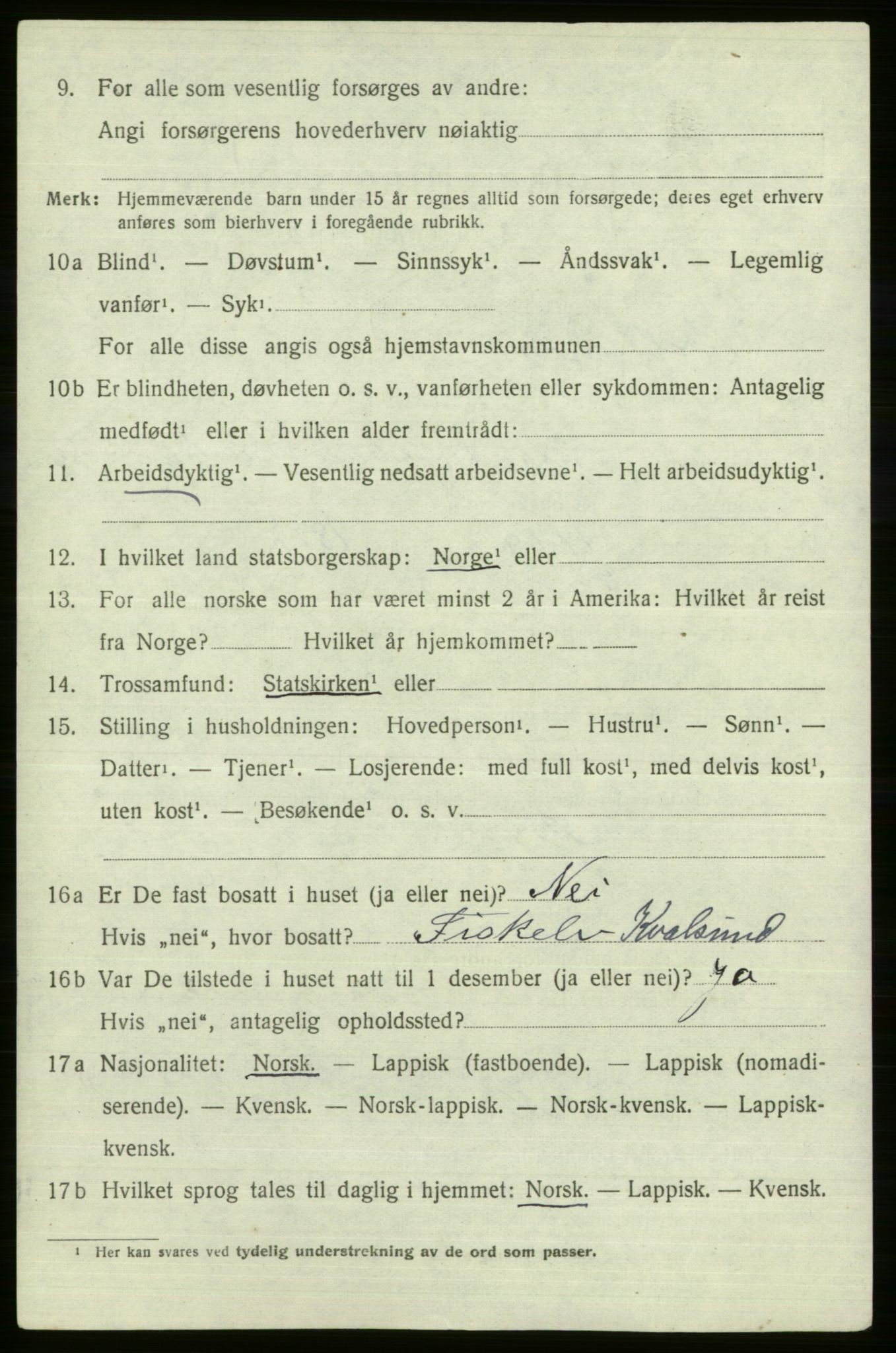 SATØ, 1920 census for , 1920, p. 469