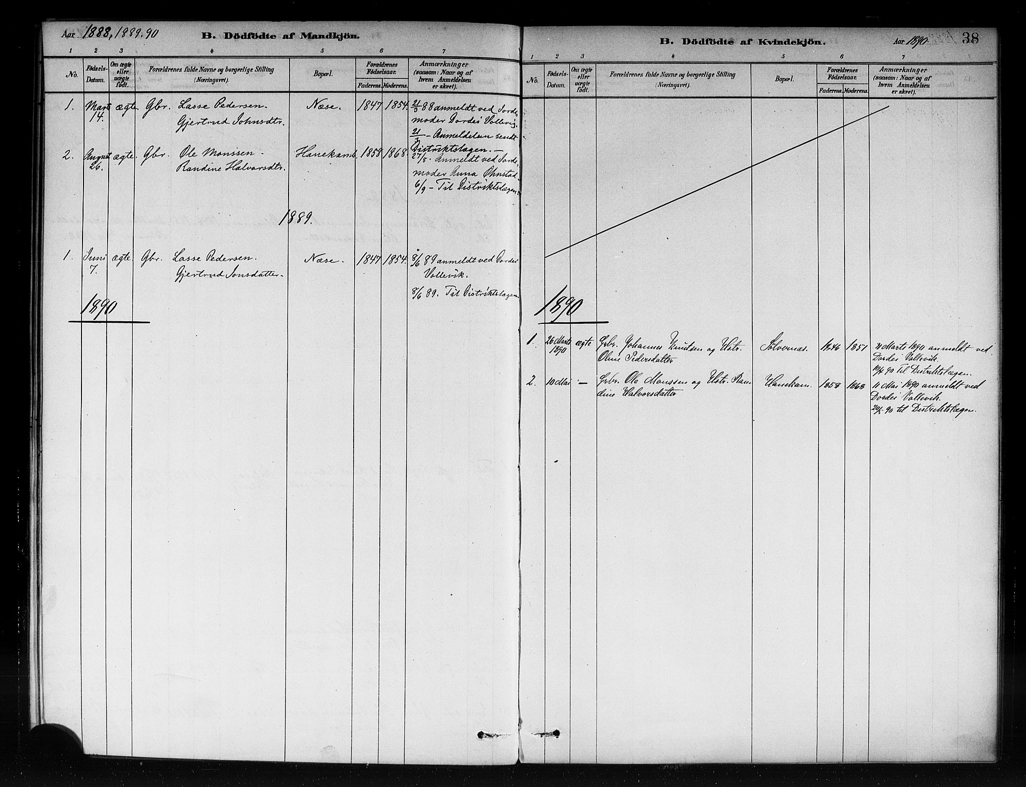 Vik sokneprestembete, AV/SAB-A-81501/H/Haa/Haac/L0001: Parish register (official) no. C 1, 1878-1890, p. 38