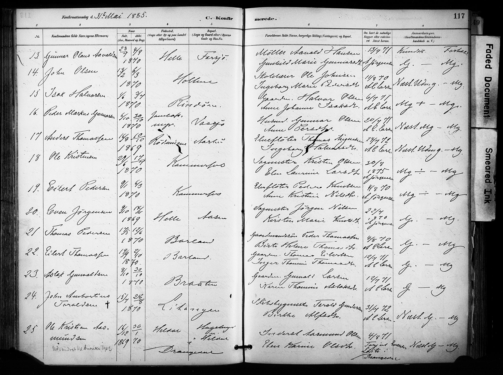 Sannidal kirkebøker, SAKO/A-296/F/Fa/L0015: Parish register (official) no. 15, 1884-1899, p. 117