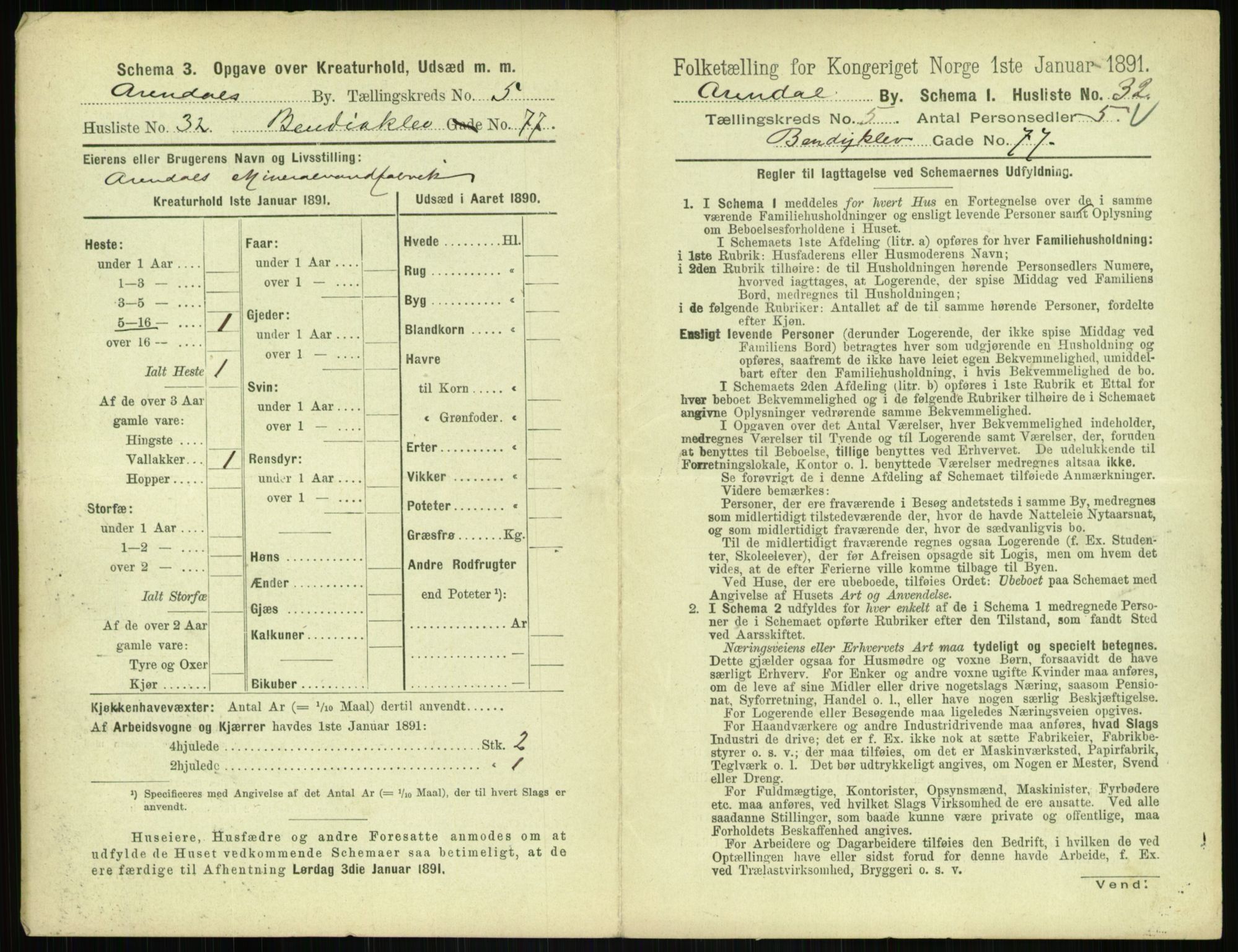 RA, 1891 census for 0903 Arendal, 1891, p. 274