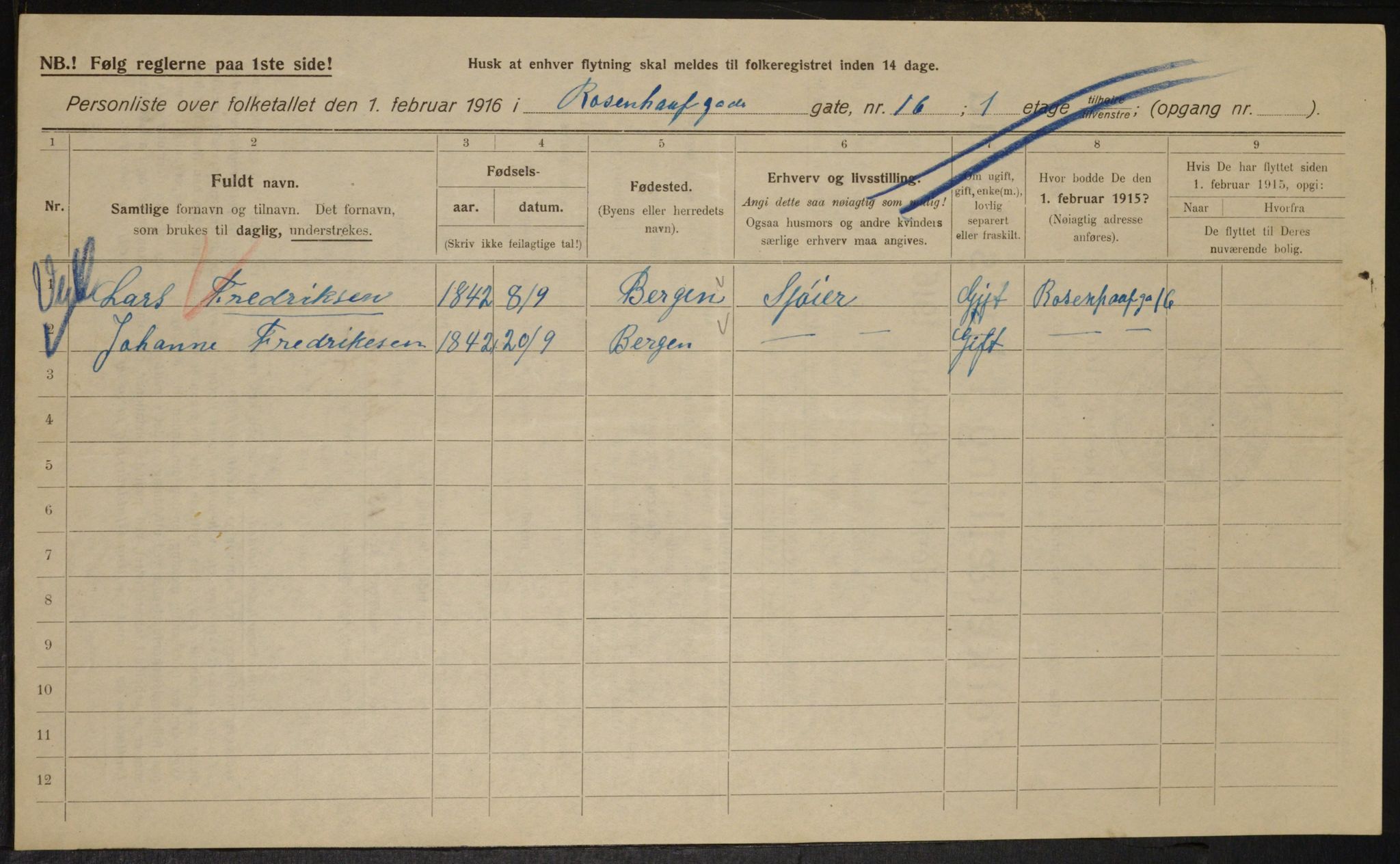 OBA, Municipal Census 1916 for Kristiania, 1916, p. 86079