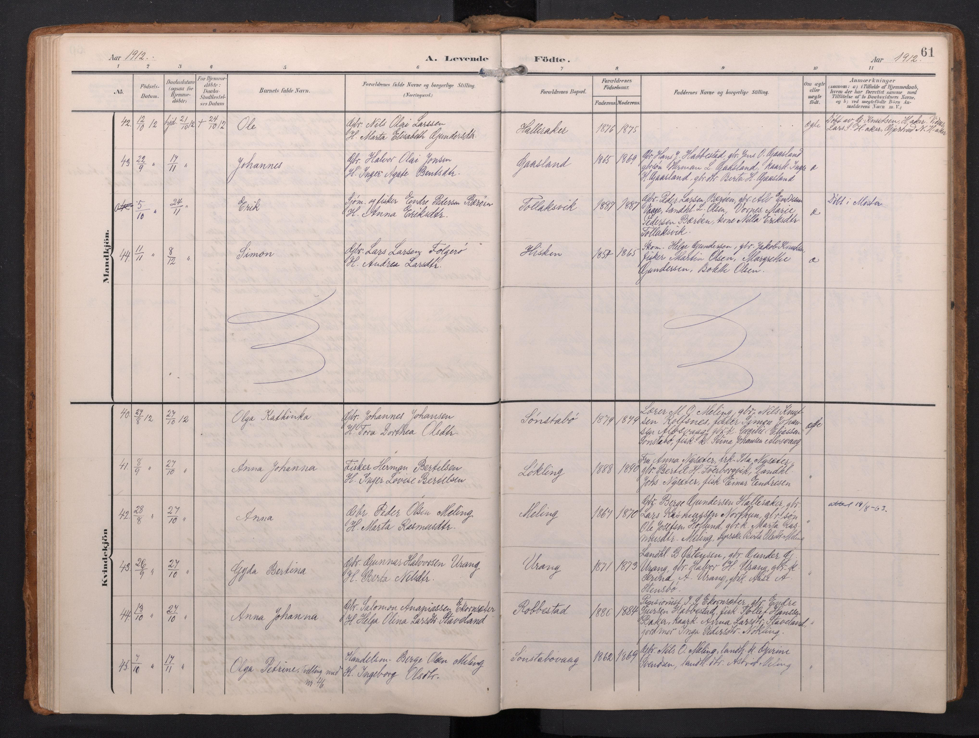 Finnås sokneprestembete, AV/SAB-A-99925/H/Ha/Haa/Haac/L0003: Parish register (official) no. C 3, 1905-1917, p. 61