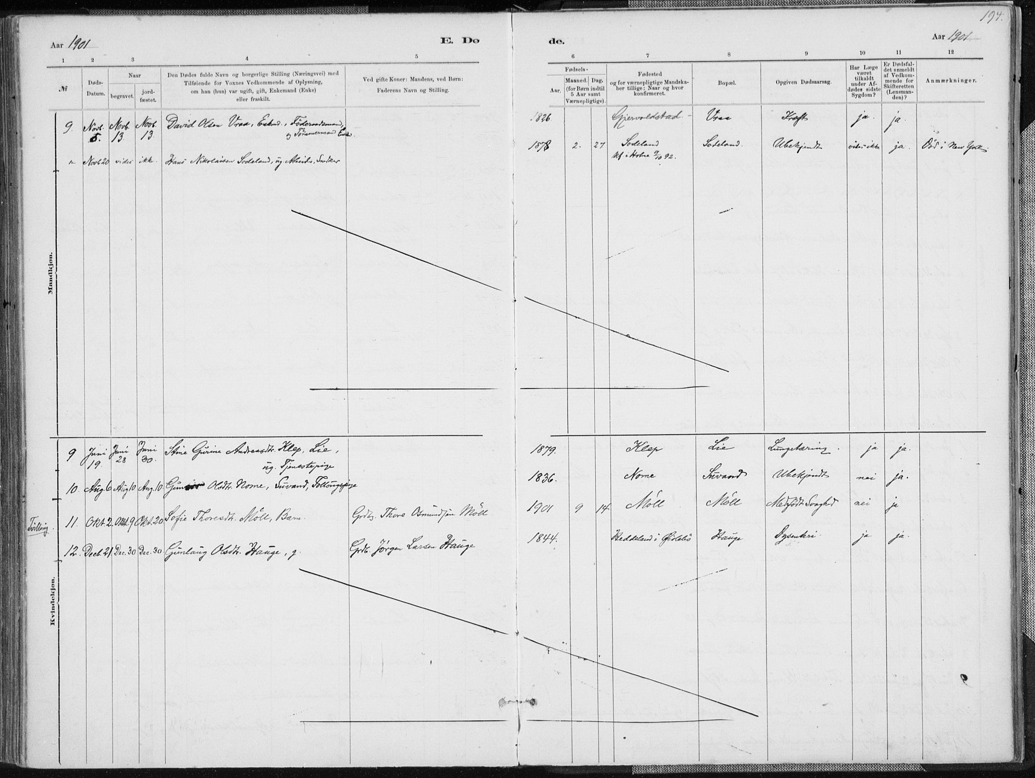 Holum sokneprestkontor, SAK/1111-0022/F/Fa/Faa/L0007: Parish register (official) no. A 7, 1884-1907, p. 194