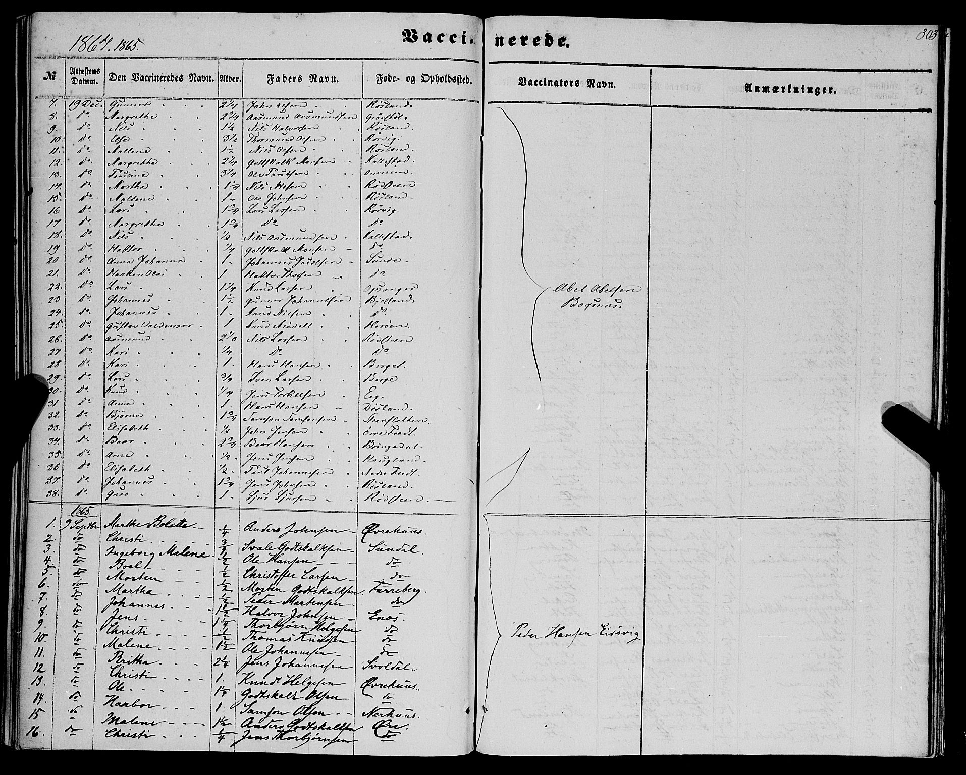 Kvinnherad sokneprestembete, SAB/A-76401/H/Haa: Parish register (official) no. A 8, 1854-1872, p. 303
