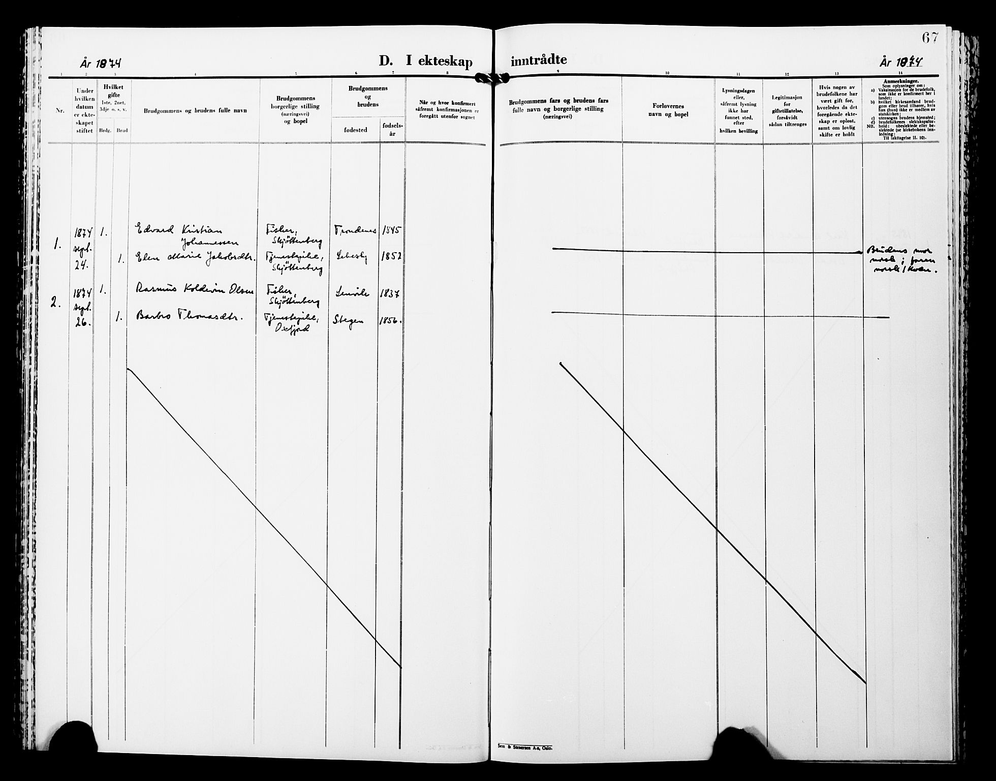 Lebesby sokneprestkontor, SATØ/S-1353/H/Ha/L0005kirke: Parish register (official) no. 5, 1870-1902, p. 67