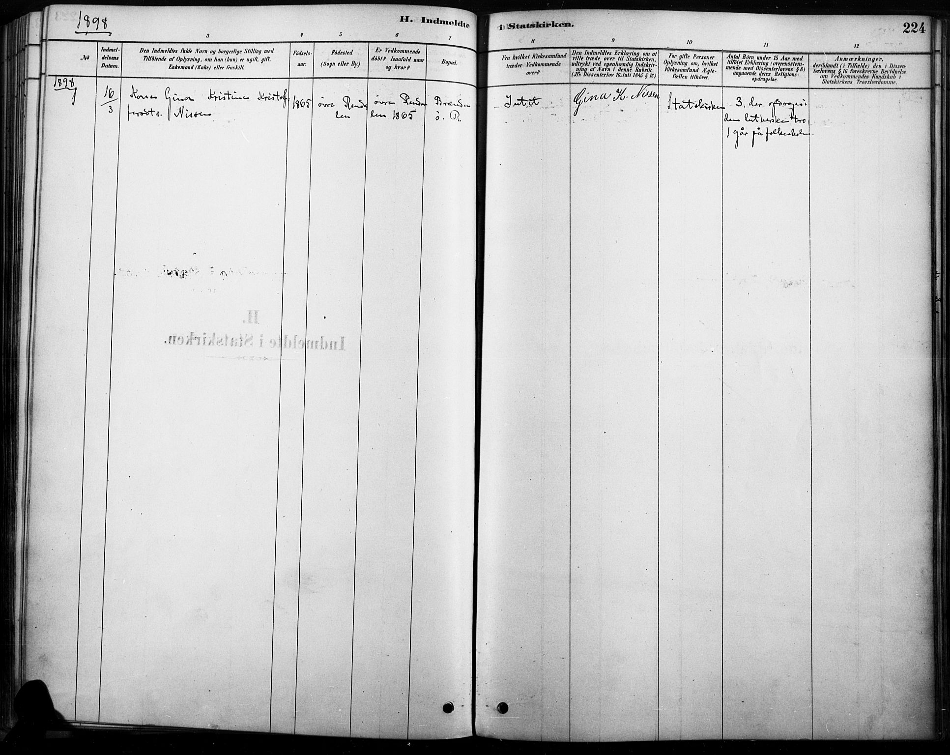 Rendalen prestekontor, SAH/PREST-054/H/Ha/Haa/L0009: Parish register (official) no. 9, 1878-1901, p. 224