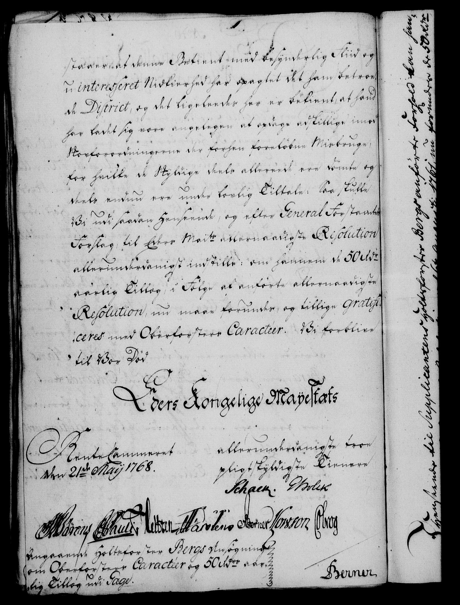 Rentekammeret, Kammerkanselliet, AV/RA-EA-3111/G/Gf/Gfa/L0050: Norsk relasjons- og resolusjonsprotokoll (merket RK 52.50), 1768, p. 204