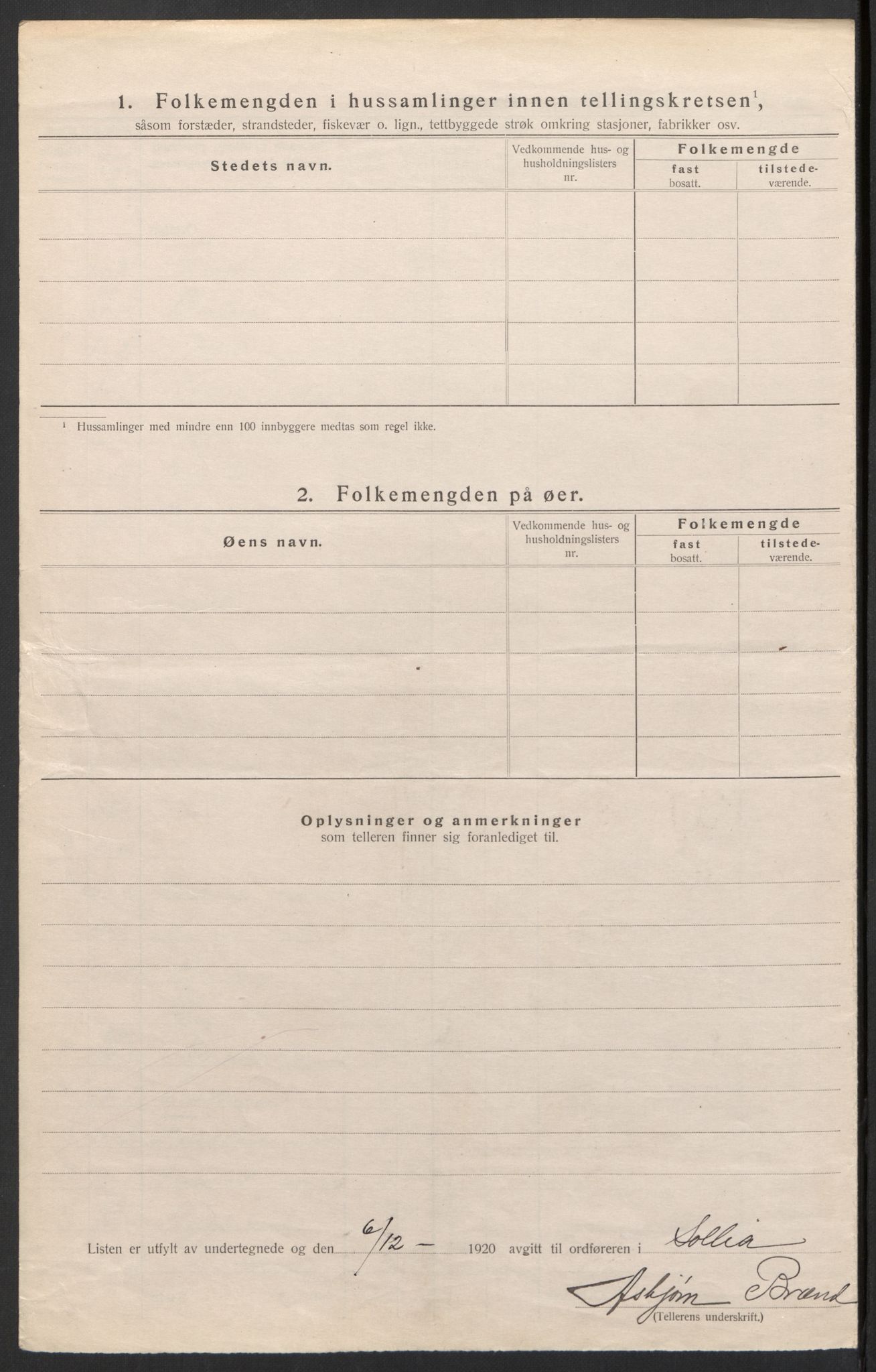 SAH, 1920 census for Sollia, 1920, p. 16