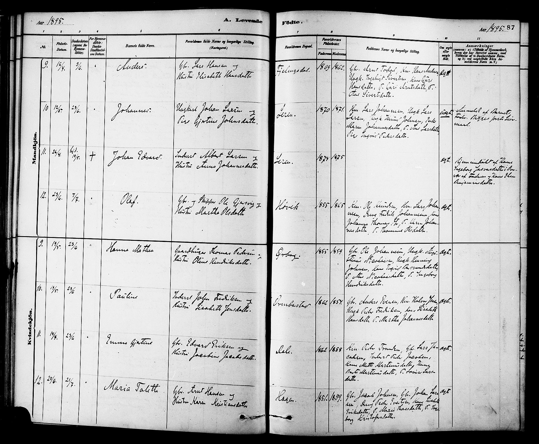 Ministerialprotokoller, klokkerbøker og fødselsregistre - Møre og Romsdal, AV/SAT-A-1454/577/L0896: Parish register (official) no. 577A03, 1880-1898, p. 87