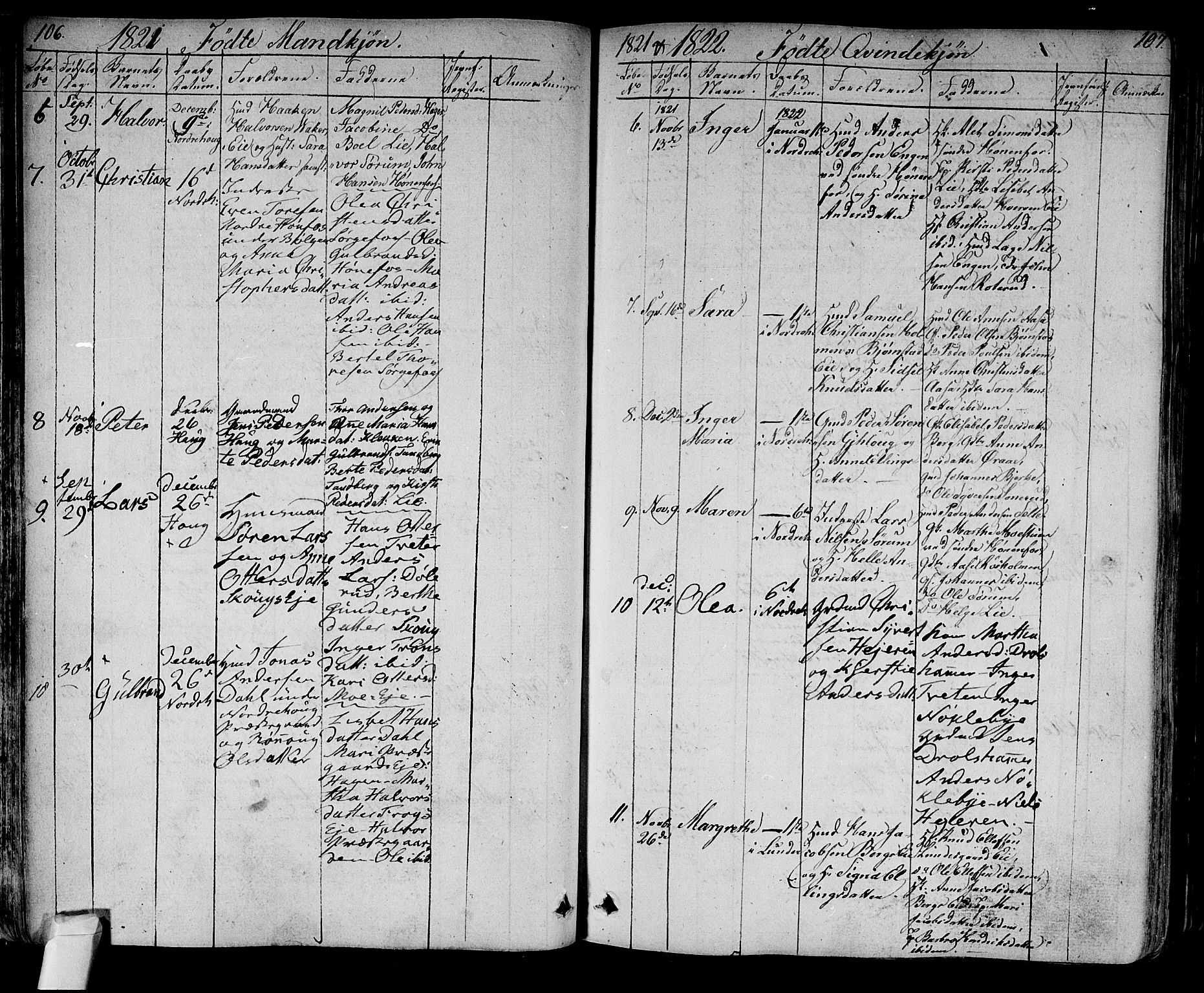 Norderhov kirkebøker, AV/SAKO-A-237/F/Fa/L0009: Parish register (official) no. 9, 1819-1837, p. 106-107