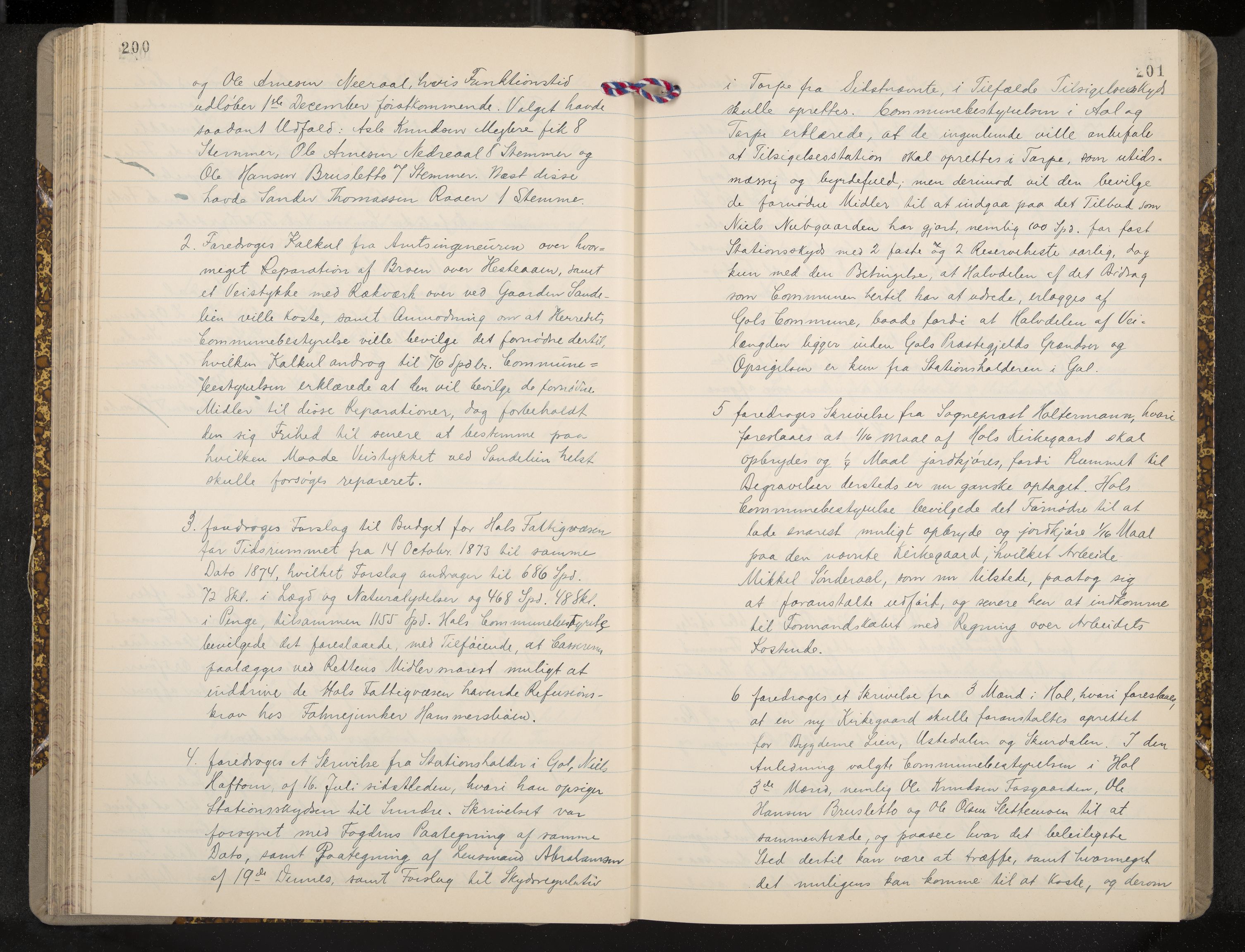 Ål formannskap og sentraladministrasjon, IKAK/0619021/A/Aa/L0003: Utskrift av møtebok, 1864-1880, p. 200-201