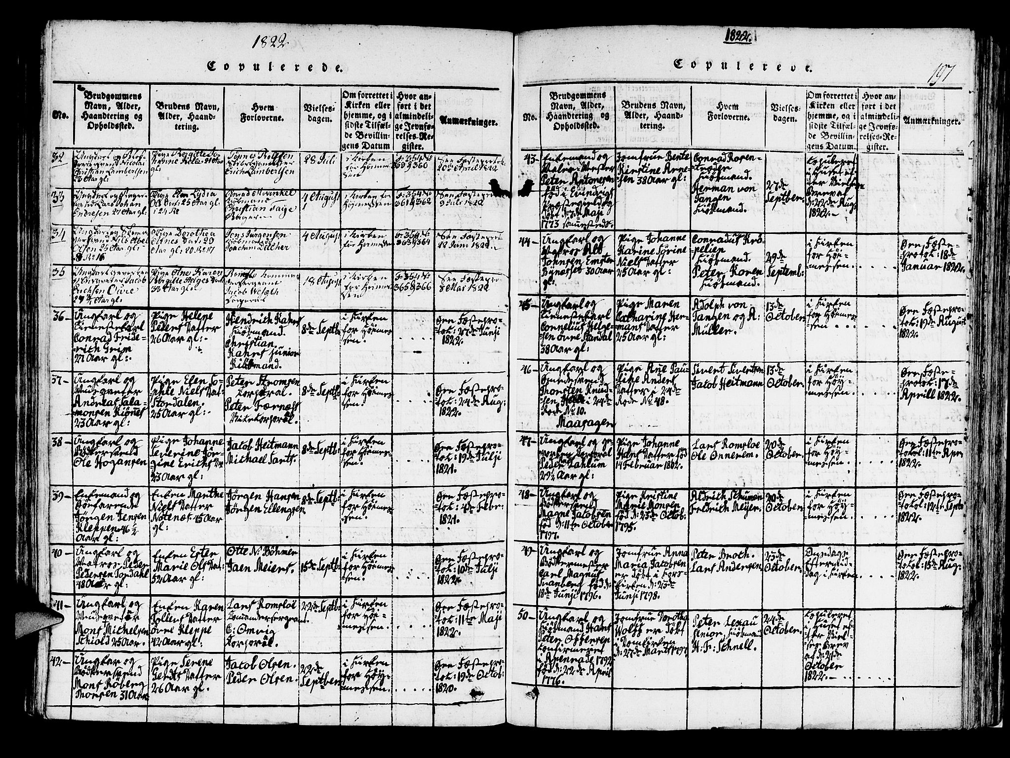 Korskirken sokneprestembete, SAB/A-76101/H/Haa/L0013: Parish register (official) no. A 13, 1815-1822, p. 197