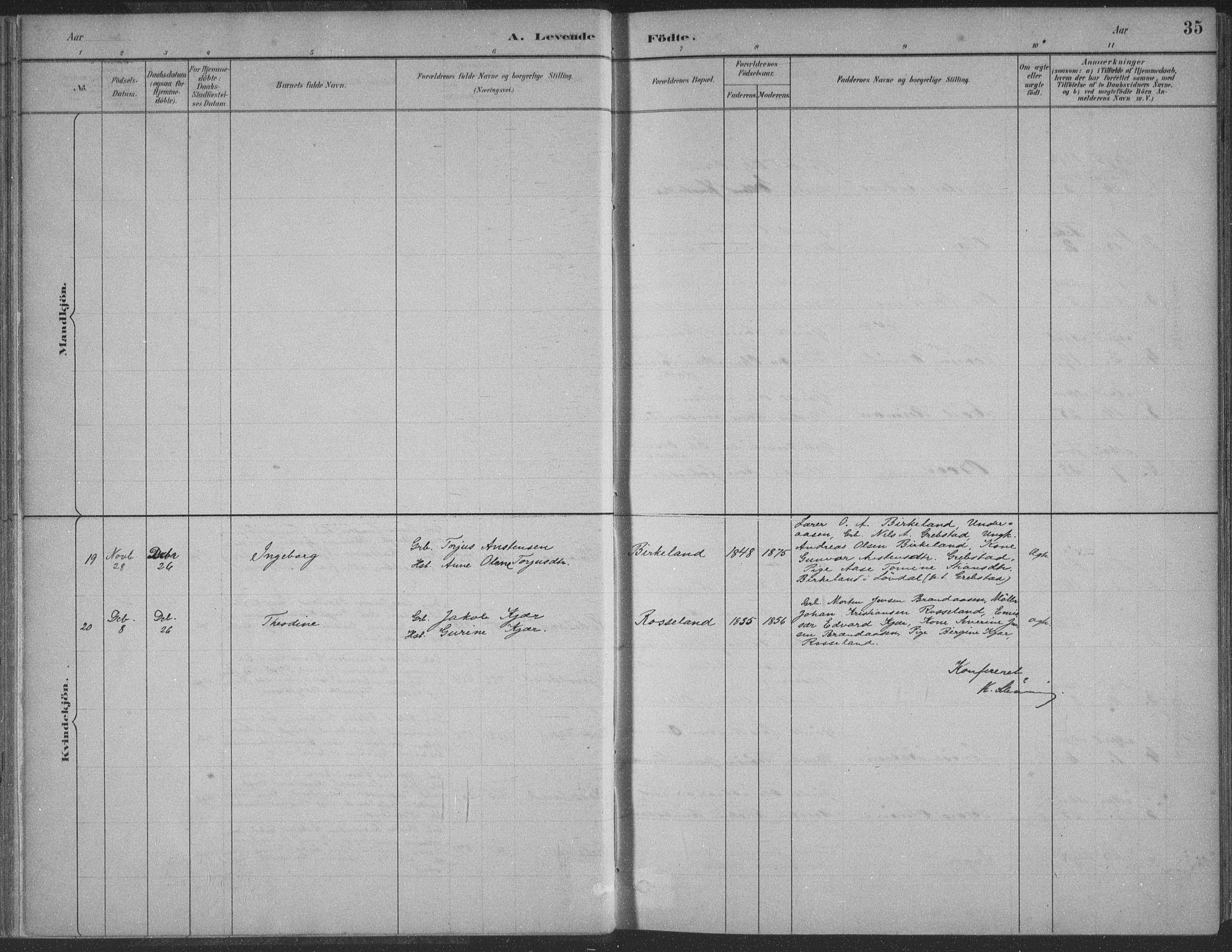 Søgne sokneprestkontor, AV/SAK-1111-0037/F/Fa/Faa/L0003: Parish register (official) no. A 3, 1883-1910, p. 35