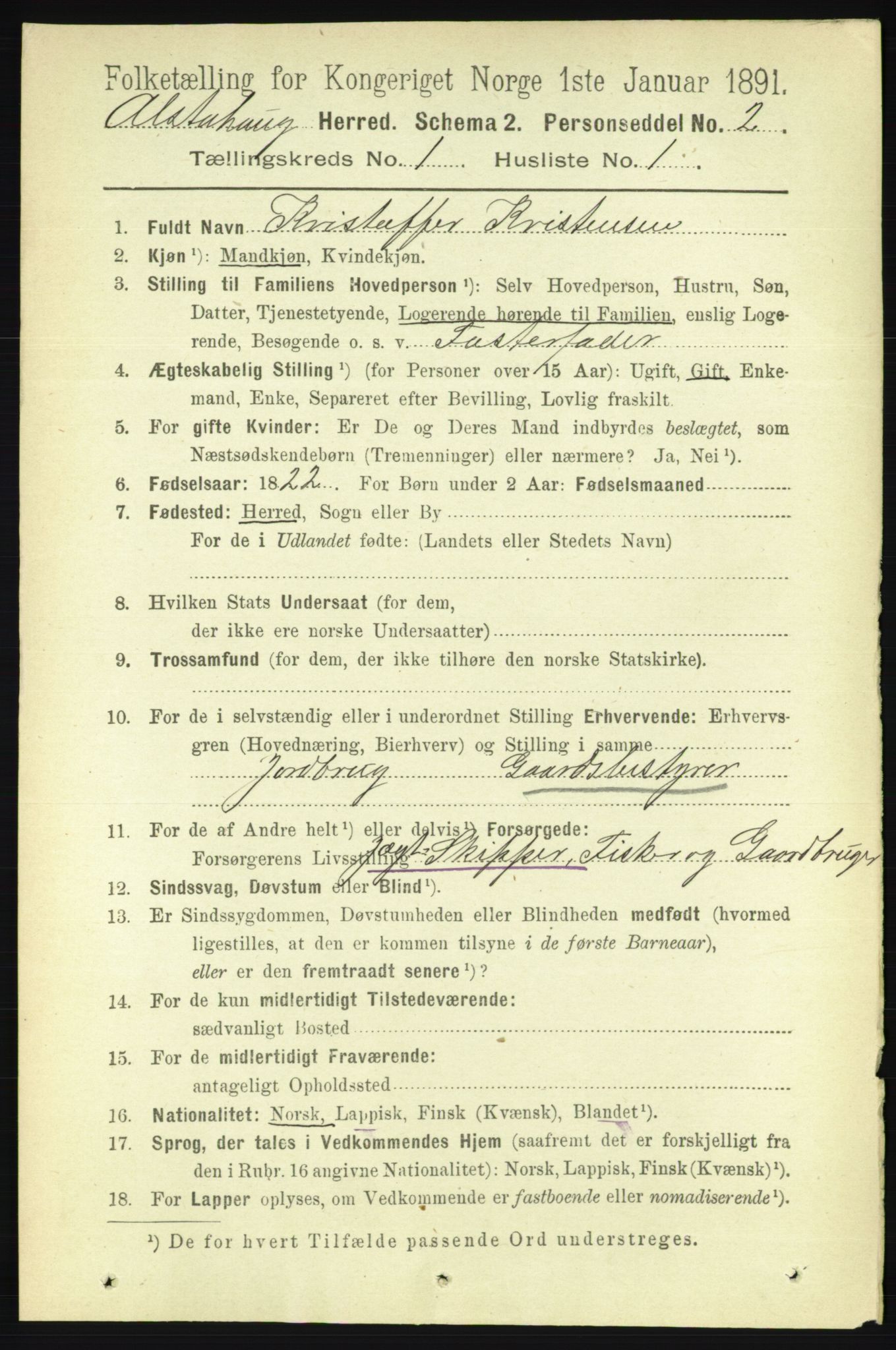 RA, 1891 census for 1820 Alstahaug, 1891, p. 97