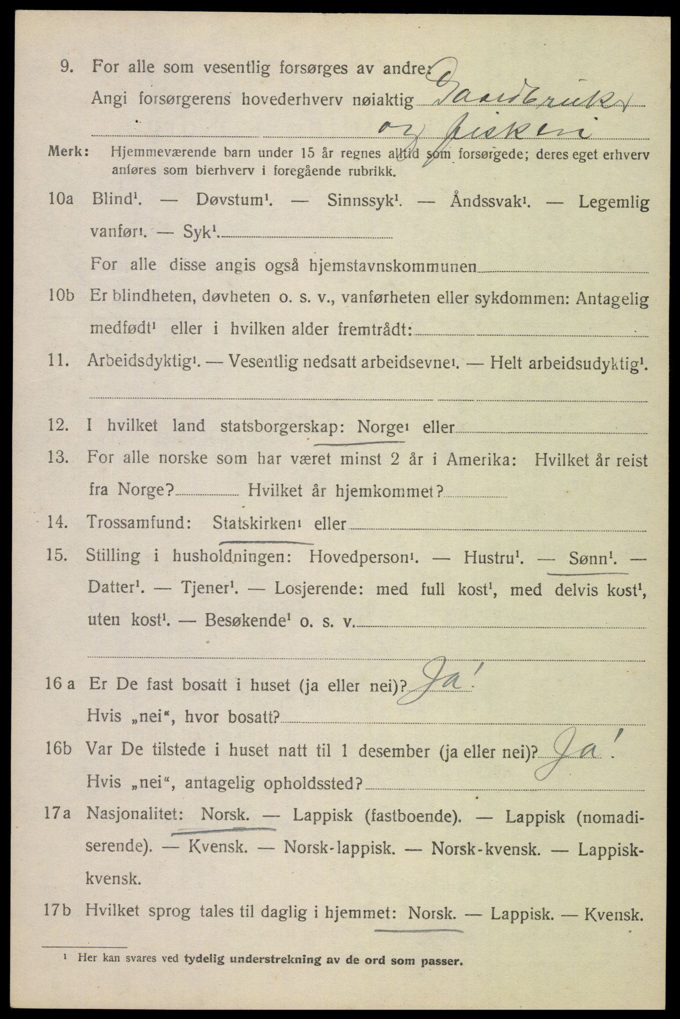 SAT, 1920 census for Ankenes, 1920, p. 1646