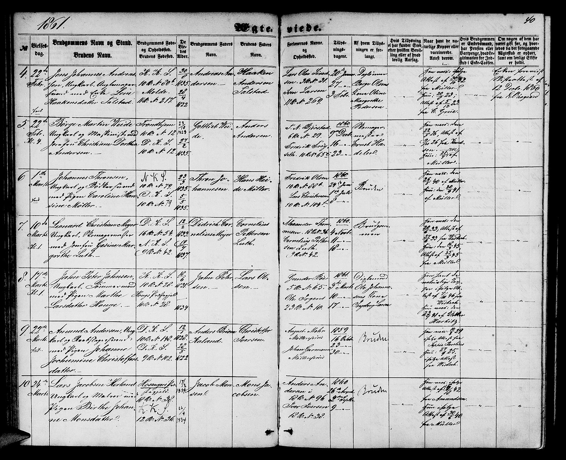 Domkirken sokneprestembete, AV/SAB-A-74801/H/Hab/L0030: Parish register (copy) no. D 2, 1857-1876, p. 40