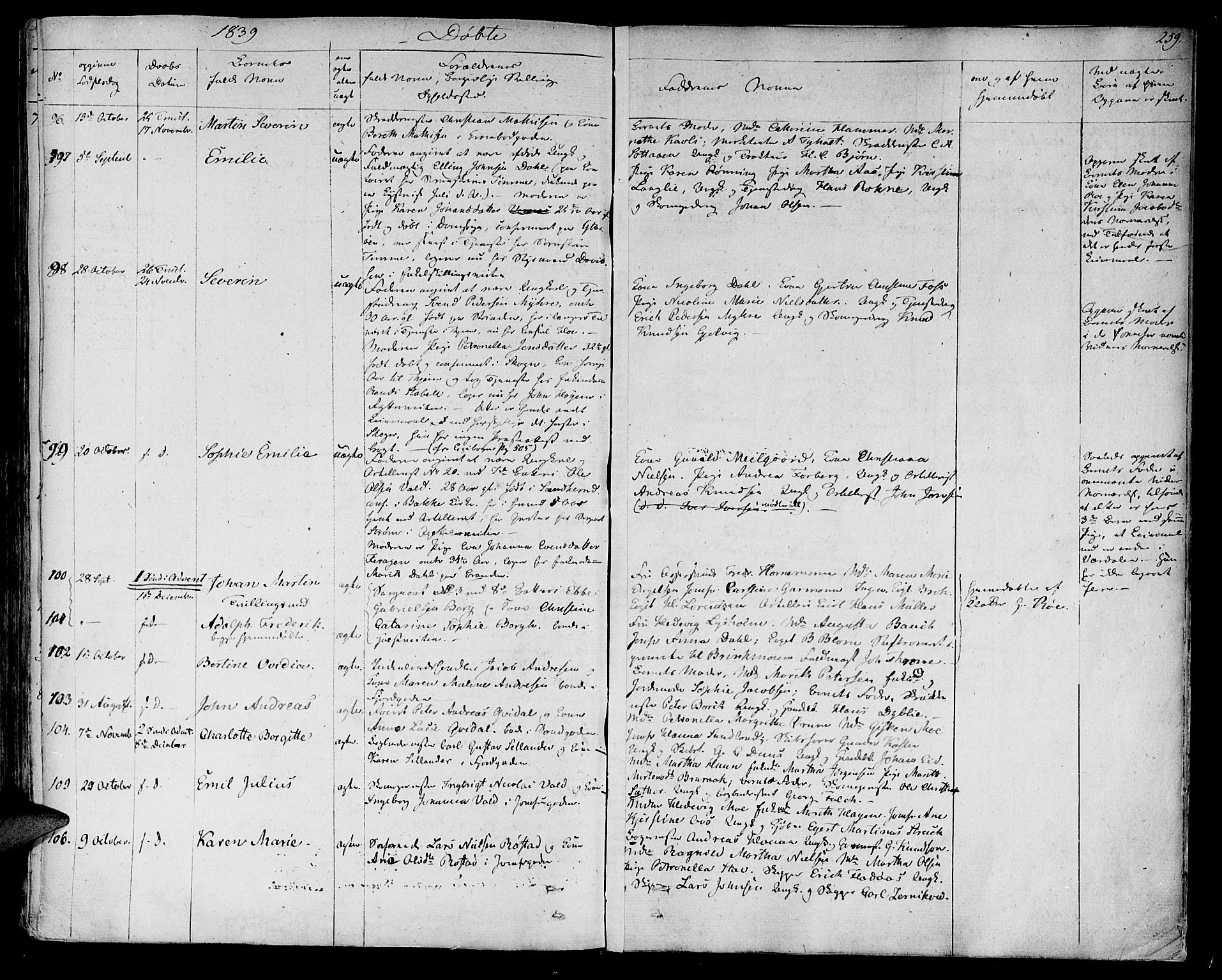 Ministerialprotokoller, klokkerbøker og fødselsregistre - Sør-Trøndelag, SAT/A-1456/602/L0108: Parish register (official) no. 602A06, 1821-1839, p. 259