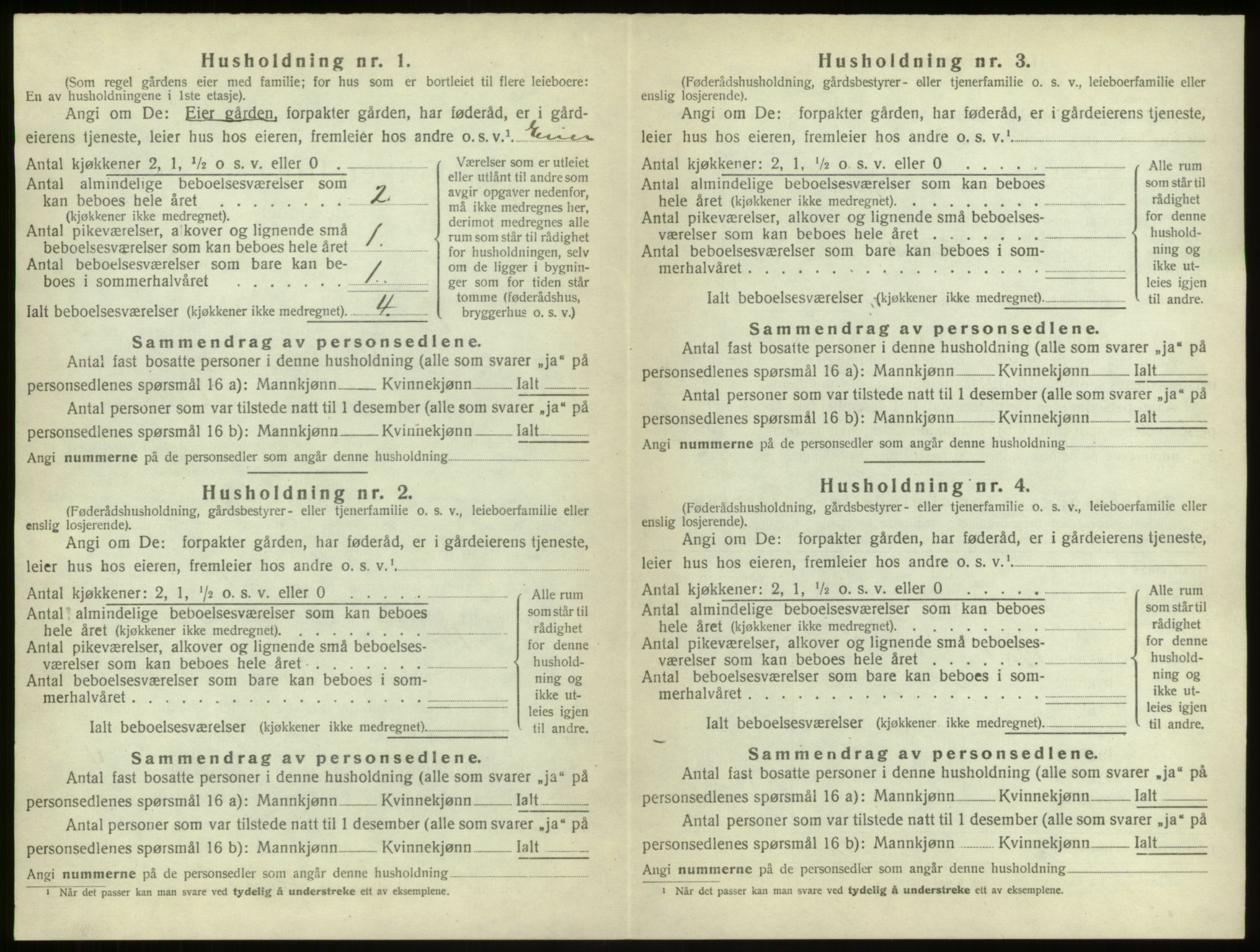 SAB, 1920 census for Ulvik, 1920, p. 36