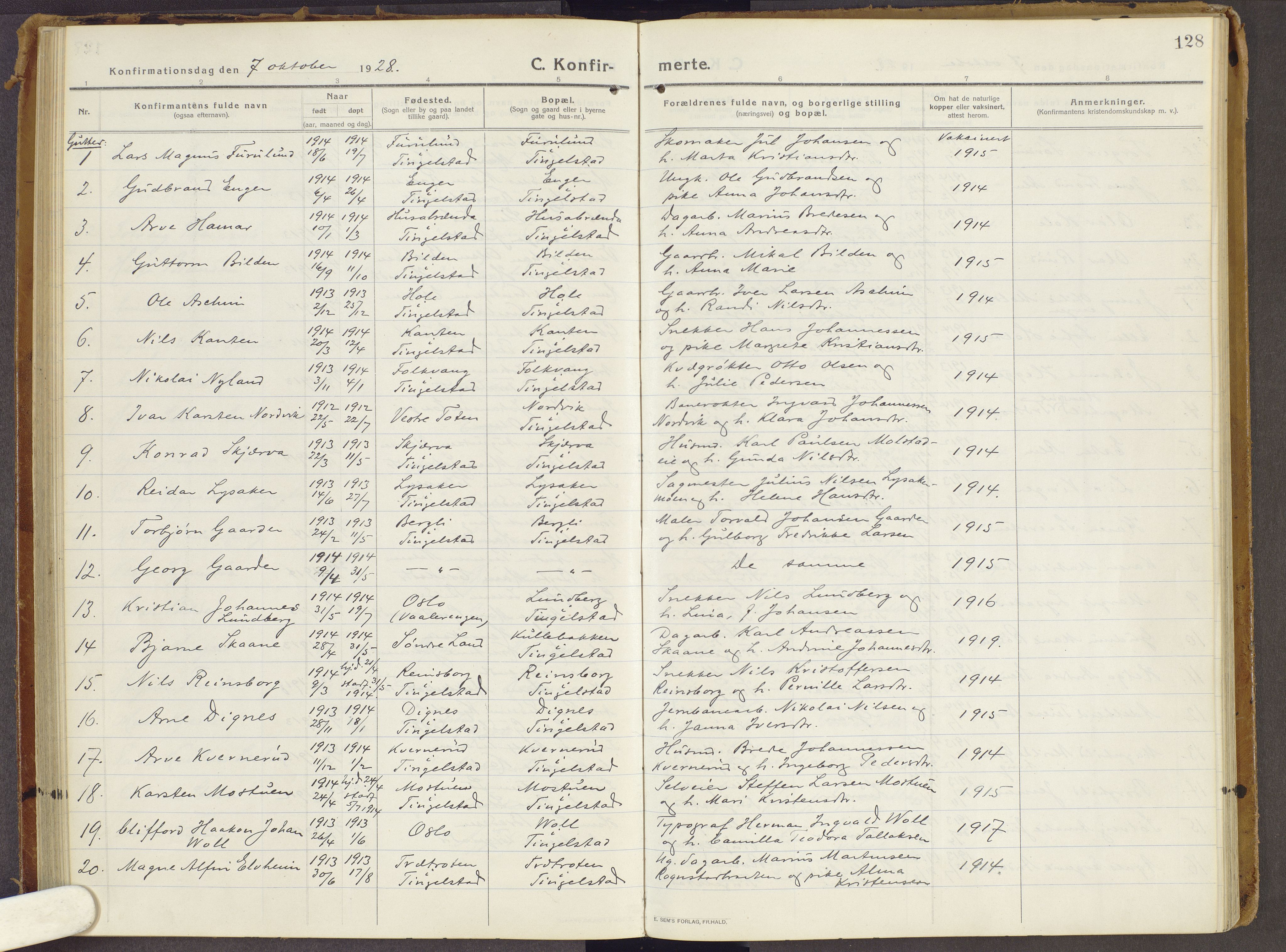 Brandbu prestekontor, AV/SAH-PREST-114/H/Ha/Haa/L0003: Parish register (official) no. 3, 1914-1928, p. 128