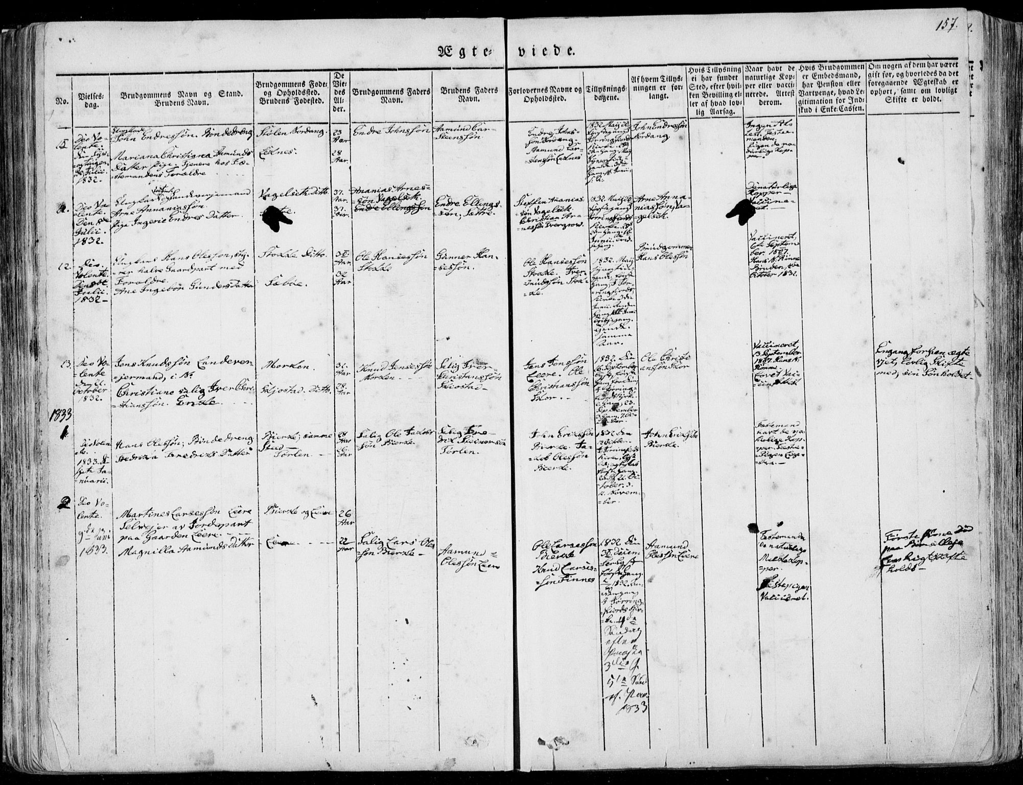 Ministerialprotokoller, klokkerbøker og fødselsregistre - Møre og Romsdal, SAT/A-1454/515/L0208: Parish register (official) no. 515A04, 1830-1846, p. 157