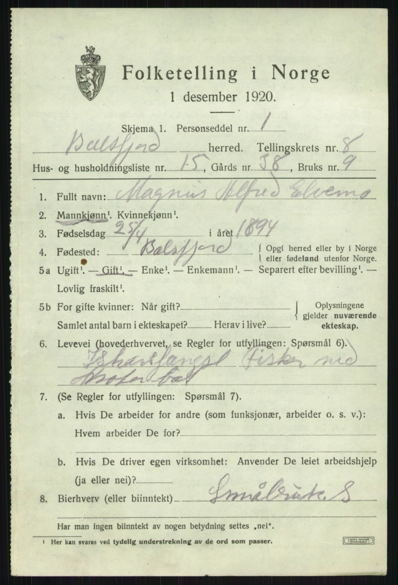 SATØ, 1920 census for Balsfjord, 1920, p. 4691