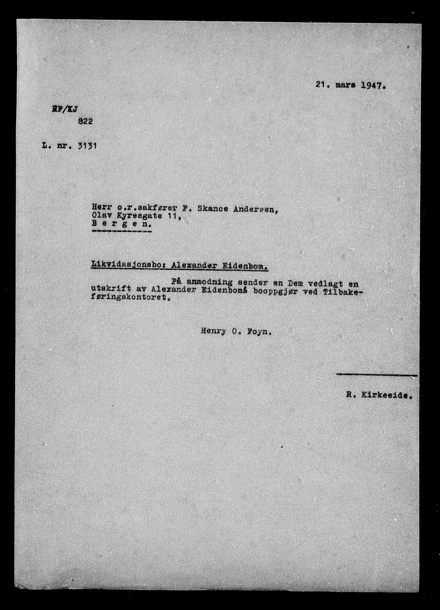 Justisdepartementet, Tilbakeføringskontoret for inndratte formuer, AV/RA-S-1564/H/Hc/Hcd/L0994: --, 1945-1947, p. 20