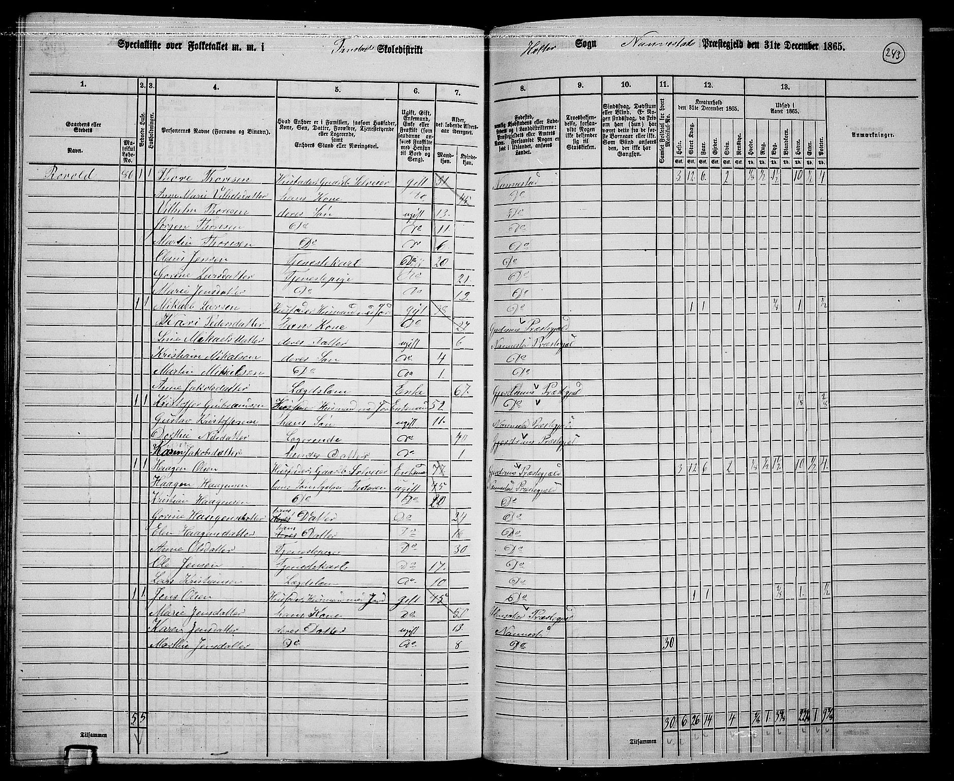 RA, 1865 census for Nannestad, 1865, p. 120