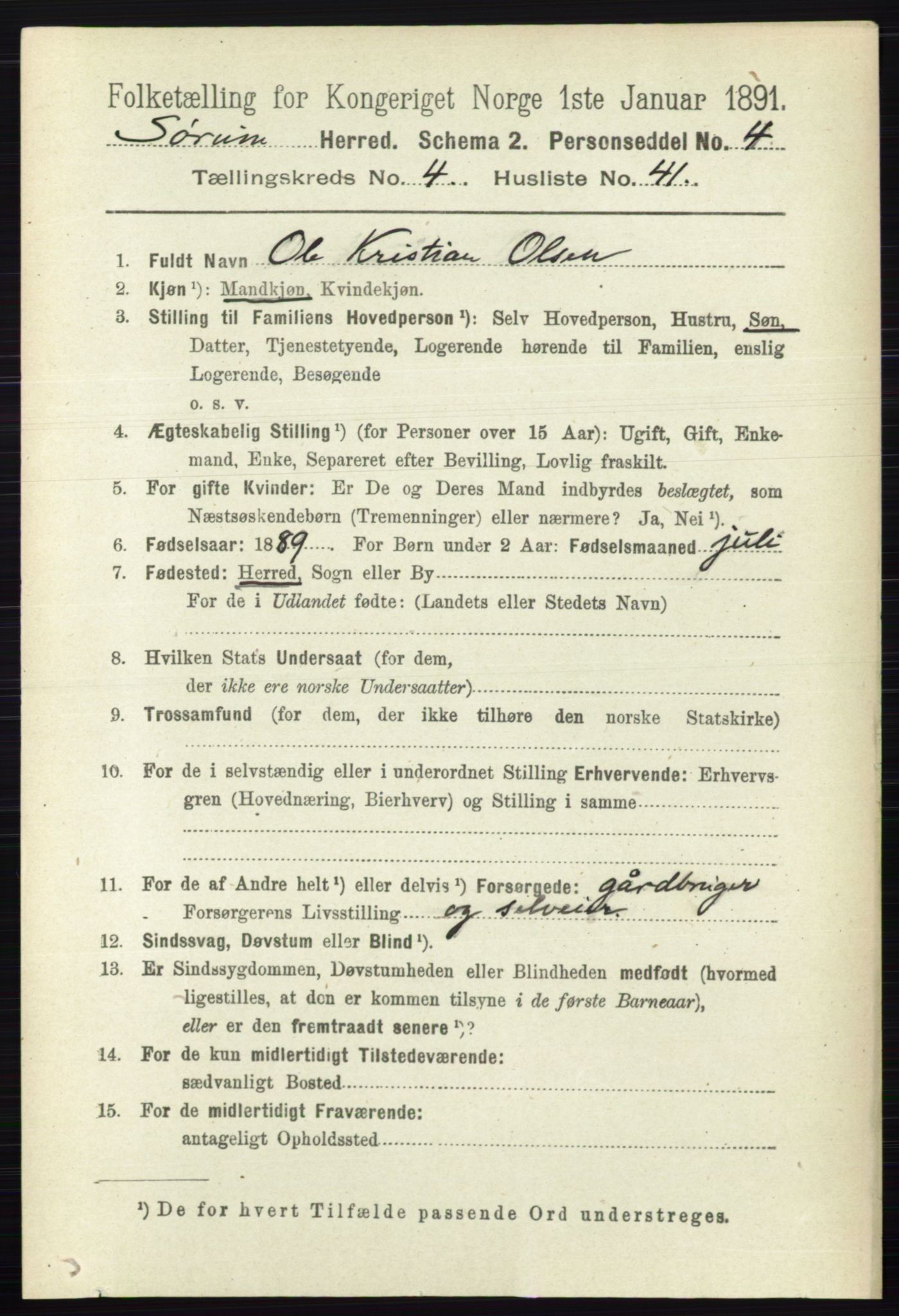 RA, 1891 census for 0226 Sørum, 1891, p. 2120