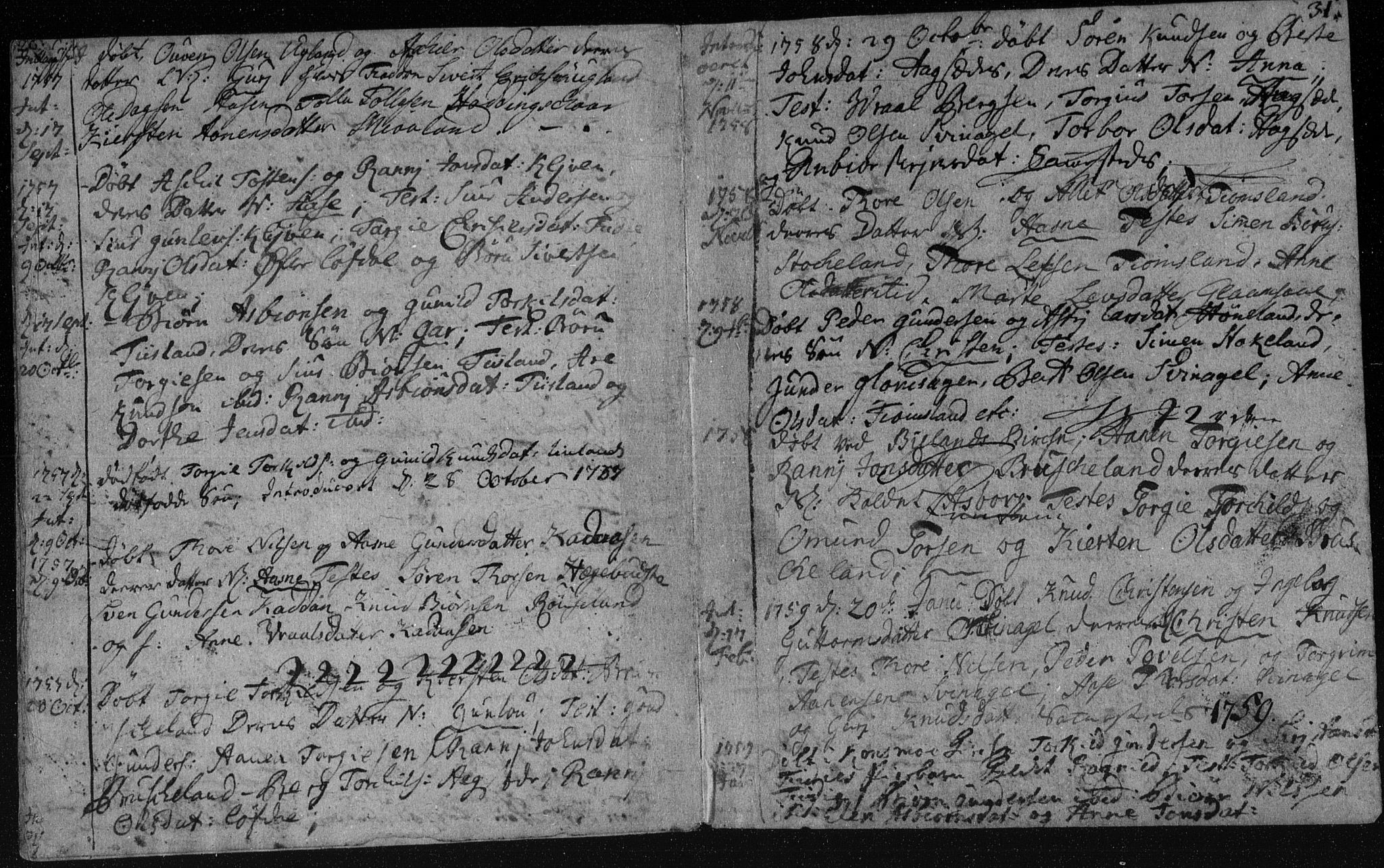 Holum sokneprestkontor, AV/SAK-1111-0022/F/Fa/Fab/L0003: Parish register (official) no. A 3, 1752-1774, p. 30-31