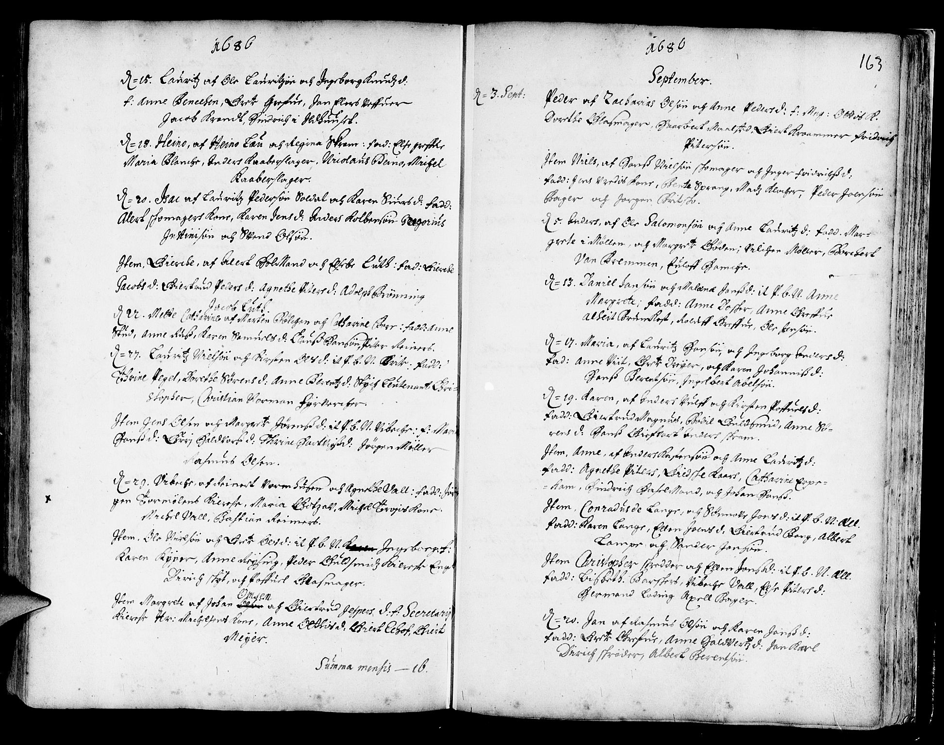 Korskirken sokneprestembete, SAB/A-76101/H/Haa/L0001: Parish register (official) no. A 1, 1674-1688, p. 163