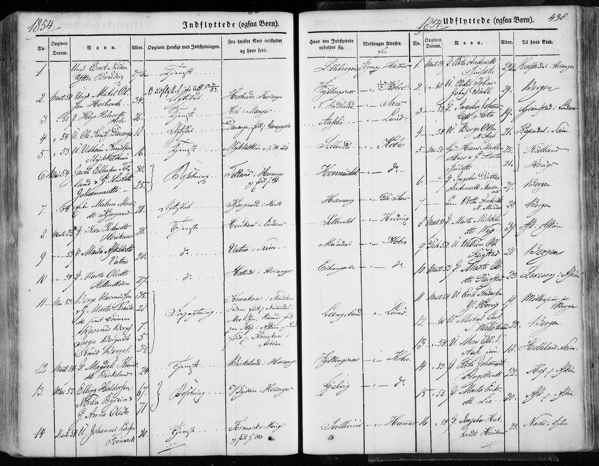 Hamre sokneprestembete, AV/SAB-A-75501/H/Ha/Haa/Haaa/L0013: Parish register (official) no. A 13, 1846-1857, p. 438