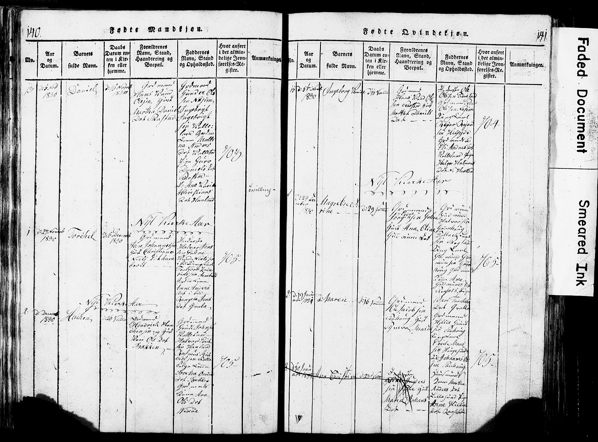 Torvastad sokneprestkontor, SAST/A -101857/H/Ha/Hab/L0002: Parish register (copy) no. B 2, 1817-1834, p. 140-141