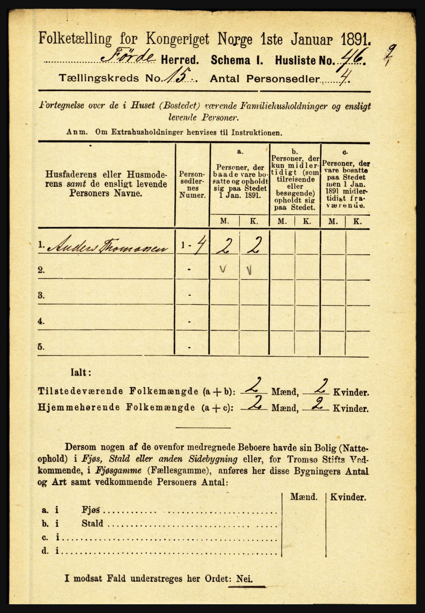 RA, 1891 census for 1432 Førde, 1891, p. 5552