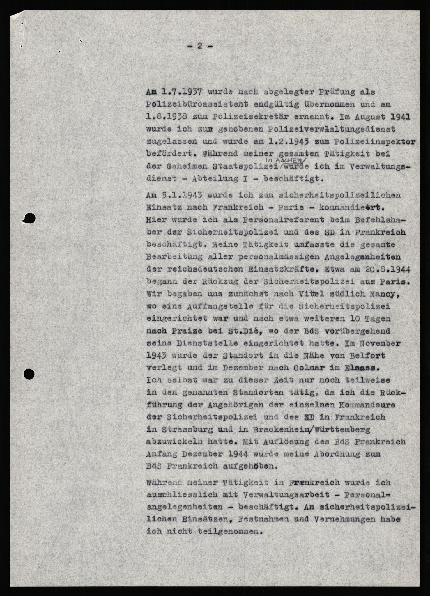 Forsvaret, Forsvarets overkommando II, AV/RA-RAFA-3915/D/Db/L0034: CI Questionaires. Tyske okkupasjonsstyrker i Norge. Tyskere., 1945-1946, p. 307