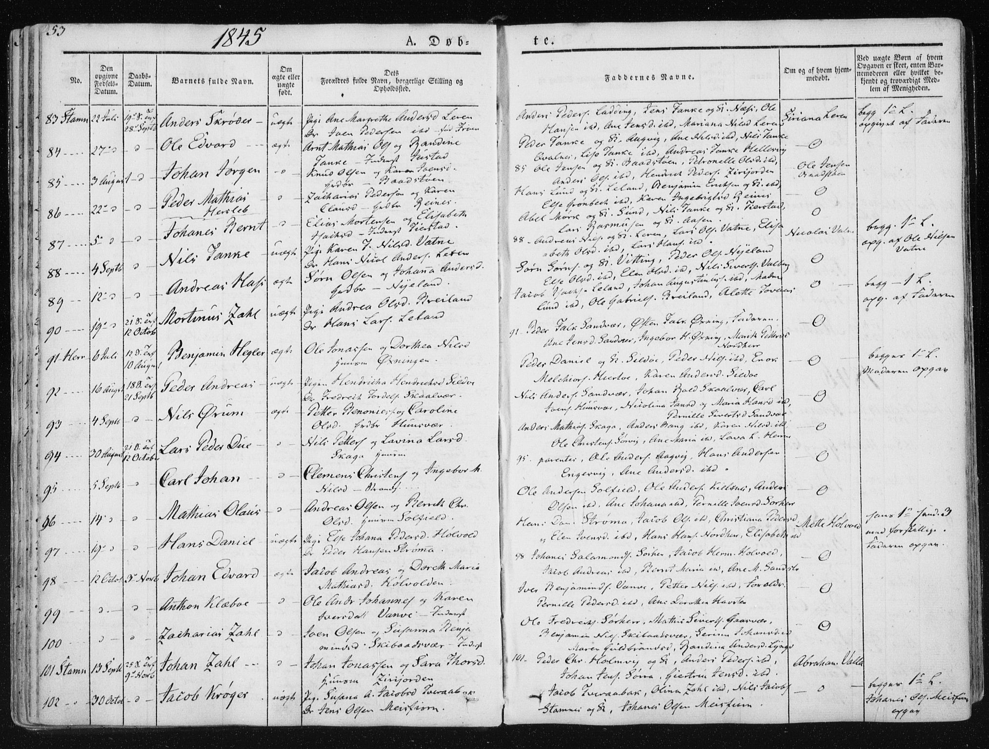 Ministerialprotokoller, klokkerbøker og fødselsregistre - Nordland, SAT/A-1459/830/L0446: Parish register (official) no. 830A10, 1831-1865, p. 53