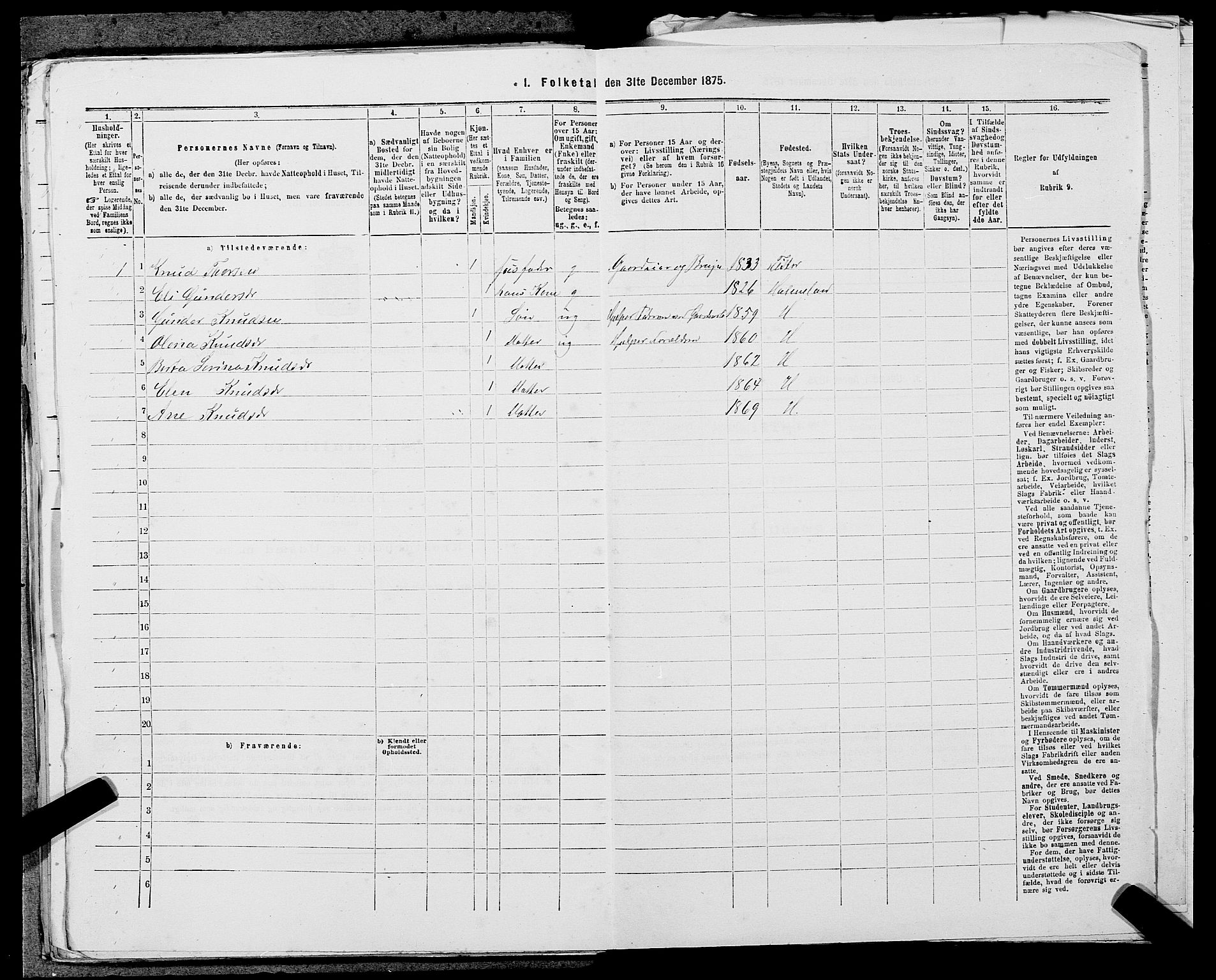 SAST, 1875 census for 1133P Hjelmeland, 1875, p. 900