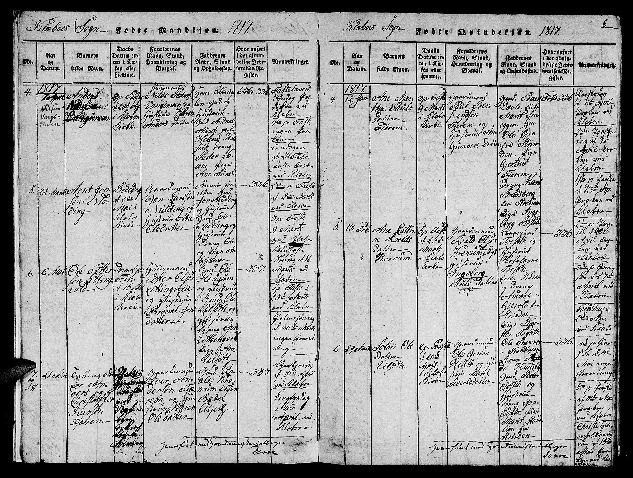Ministerialprotokoller, klokkerbøker og fødselsregistre - Sør-Trøndelag, SAT/A-1456/618/L0450: Parish register (copy) no. 618C01, 1816-1865, p. 6