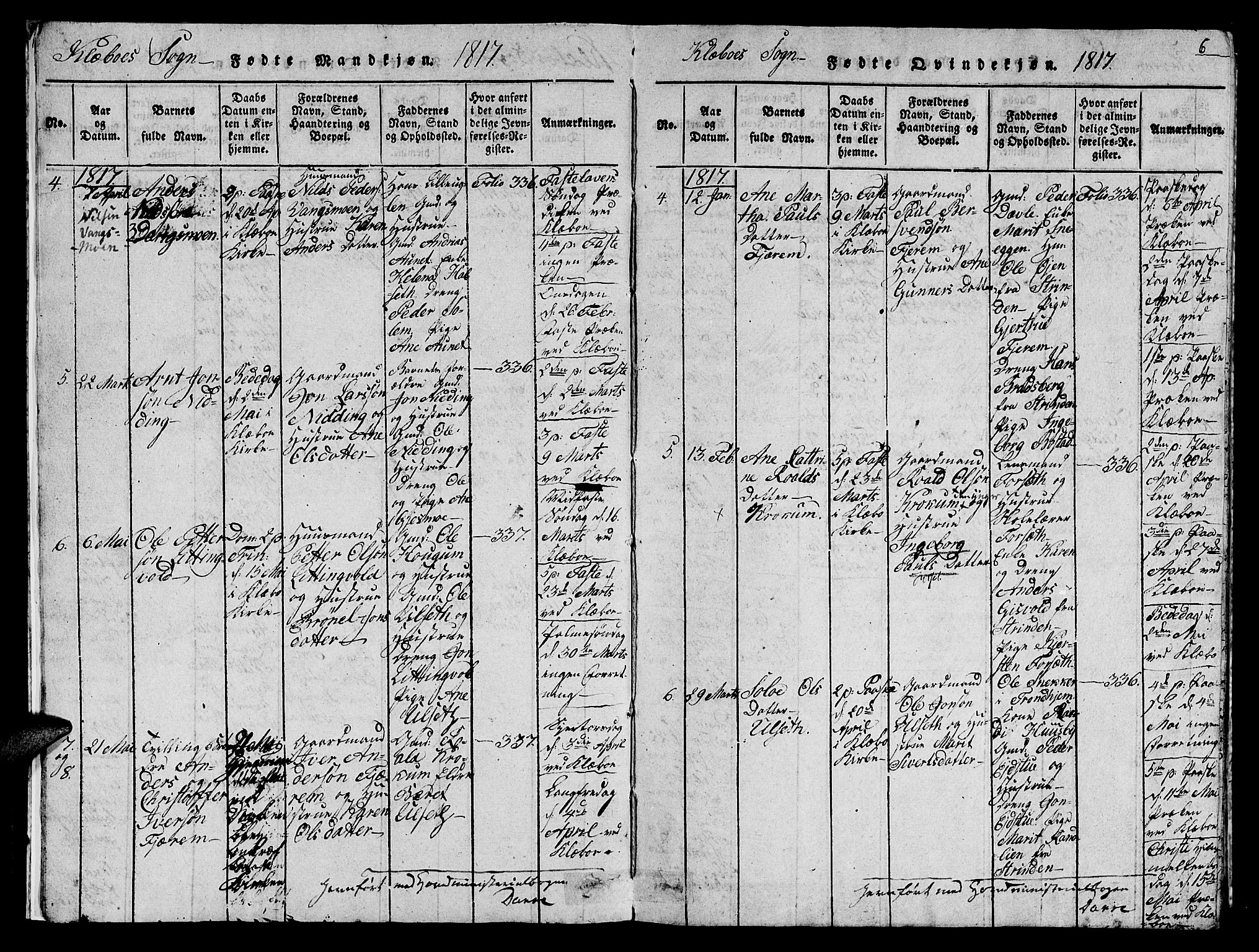 Ministerialprotokoller, klokkerbøker og fødselsregistre - Sør-Trøndelag, AV/SAT-A-1456/618/L0450: Parish register (copy) no. 618C01, 1816-1865, p. 6