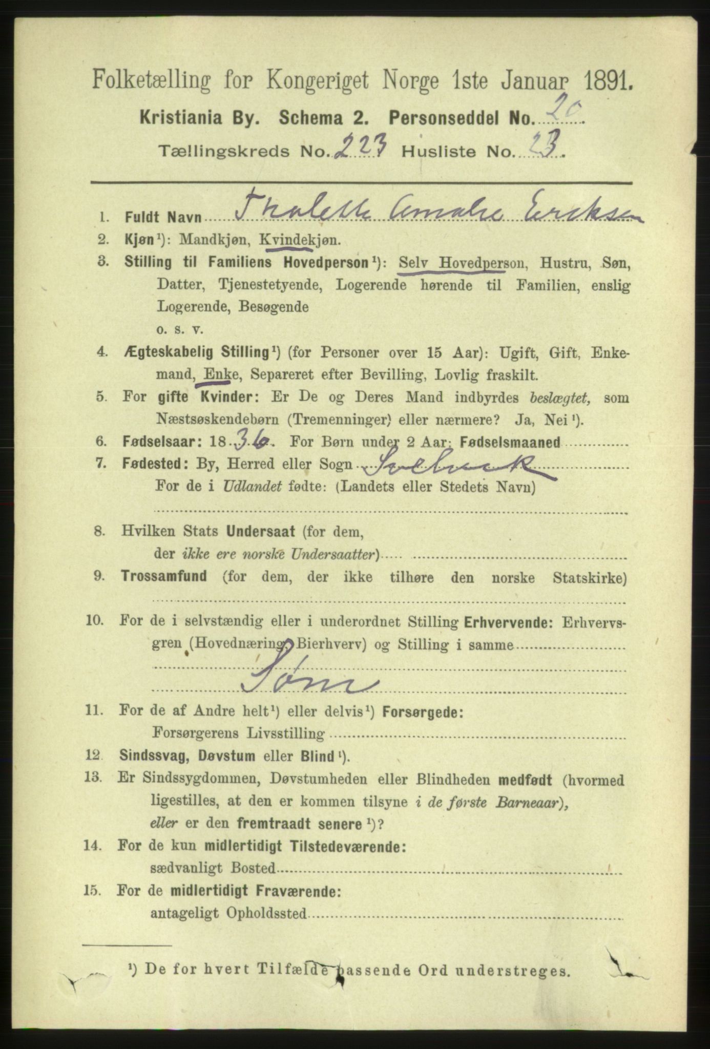 RA, 1891 census for 0301 Kristiania, 1891, p. 135257