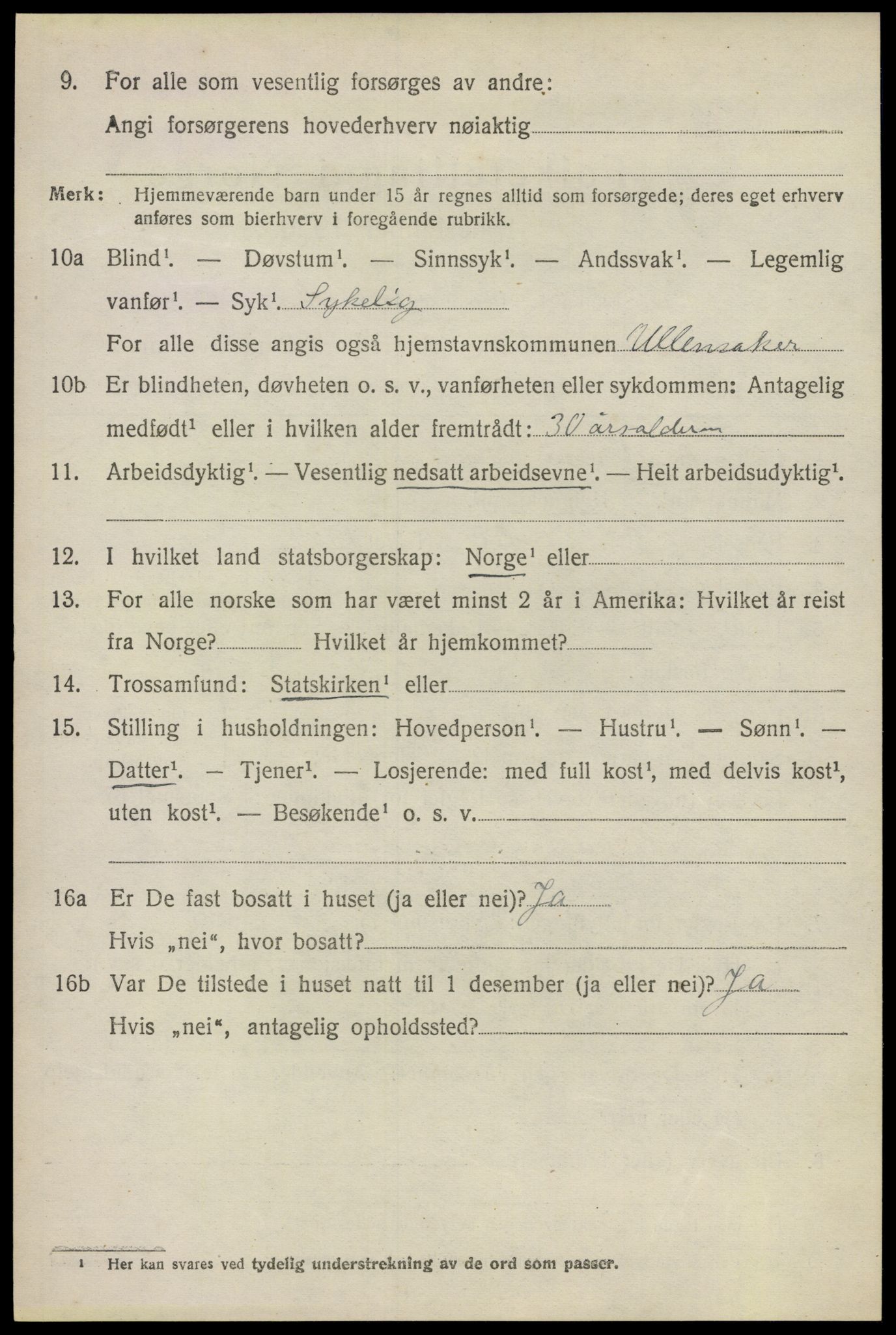 SAO, 1920 census for Ullensaker, 1920, p. 5522