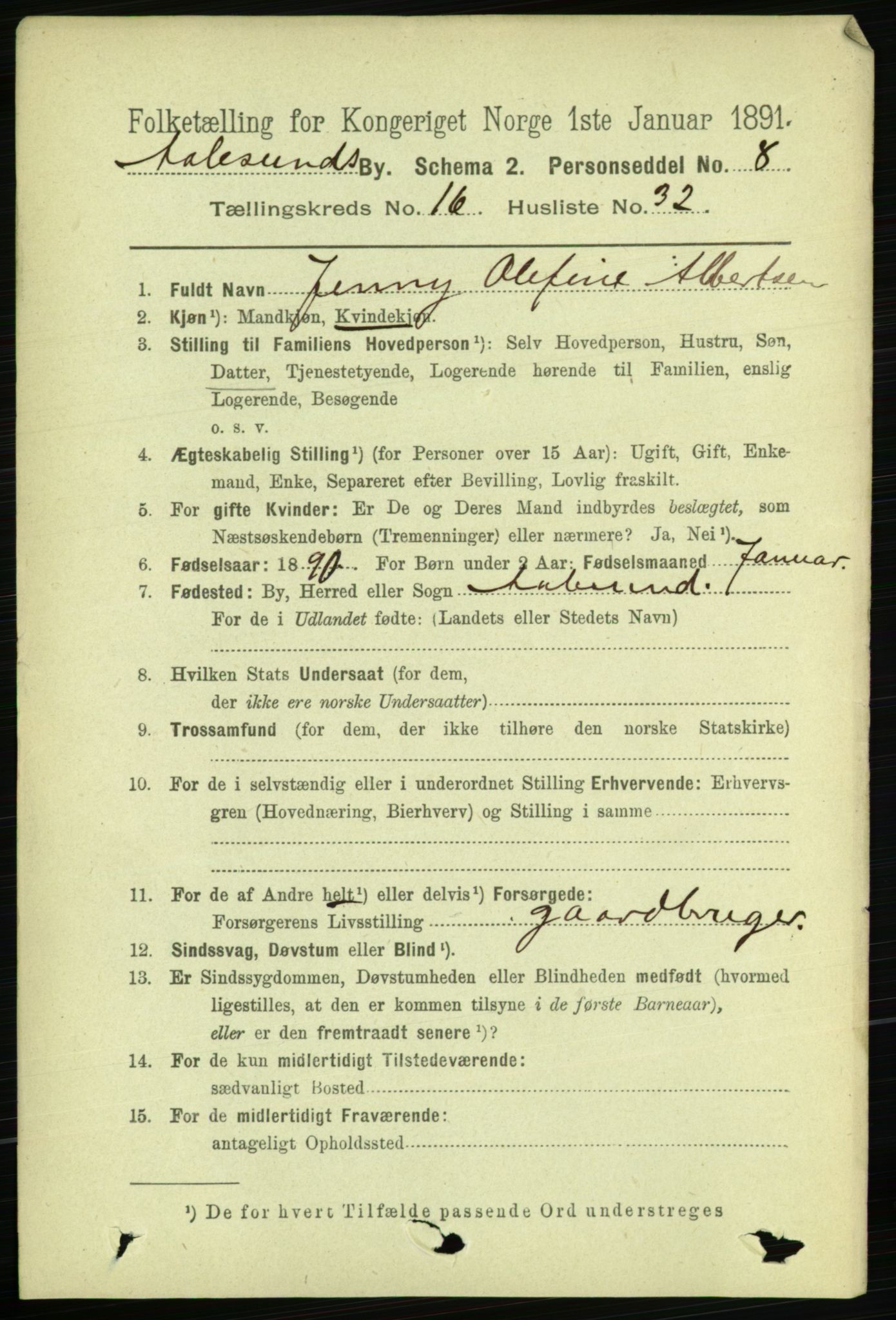 RA, 1891 census for 1501 Ålesund, 1891, p. 9883