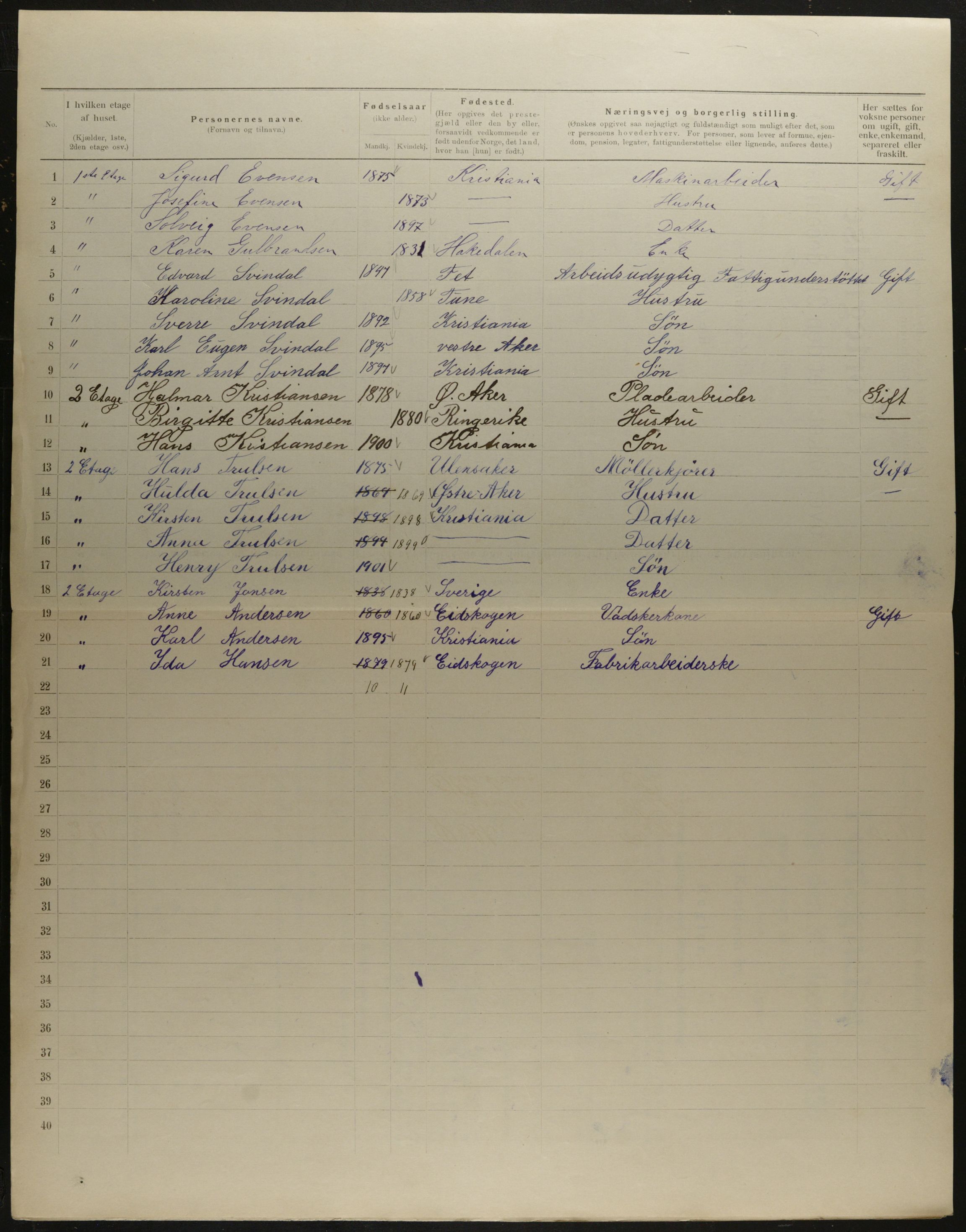 OBA, Municipal Census 1901 for Kristiania, 1901, p. 10907