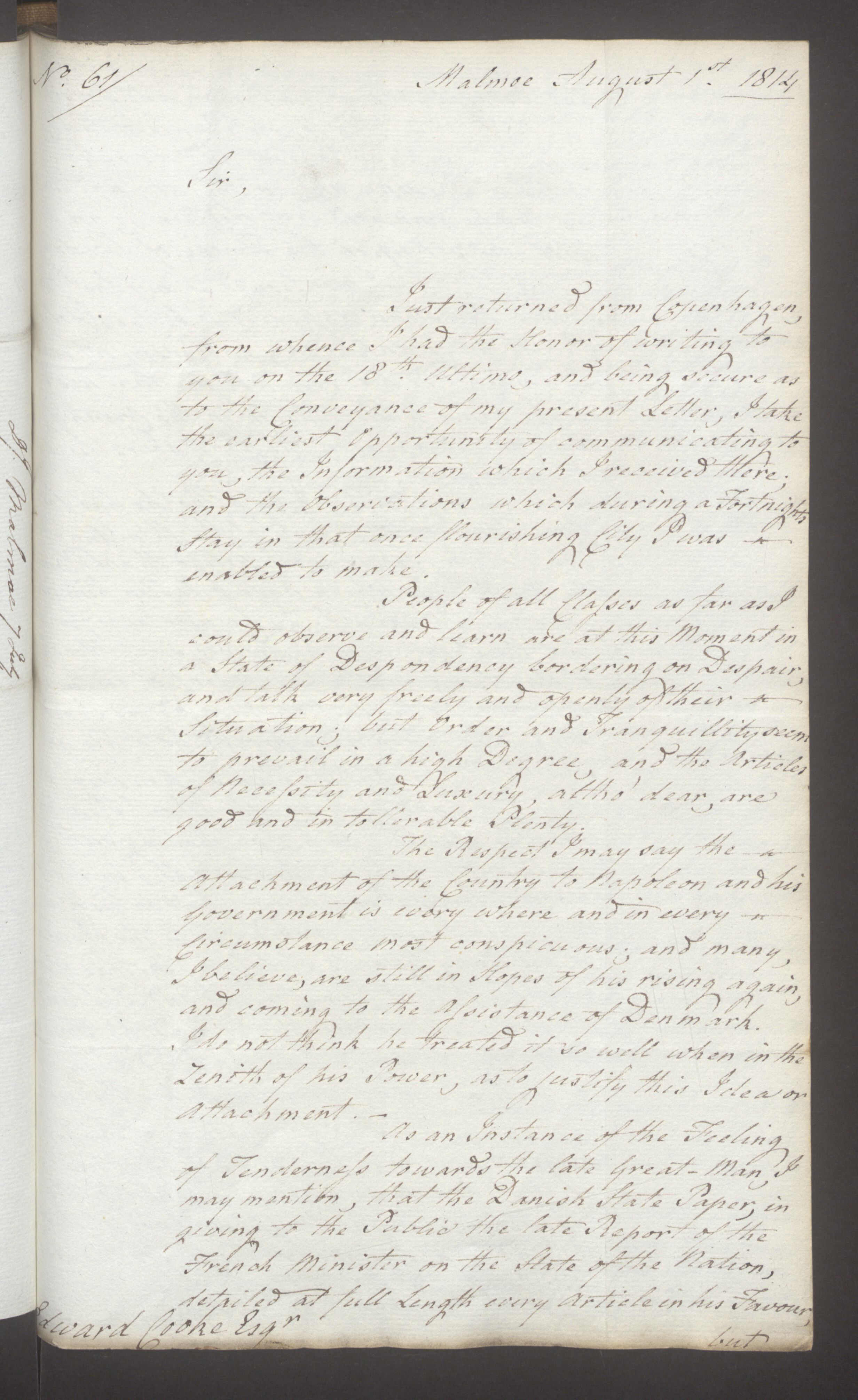 Foreign Office*, UKA/-/FO 38/16: Sir C. Gordon. Reports from Malmö, Jonkoping, and Helsingborg, 1814, p. 75