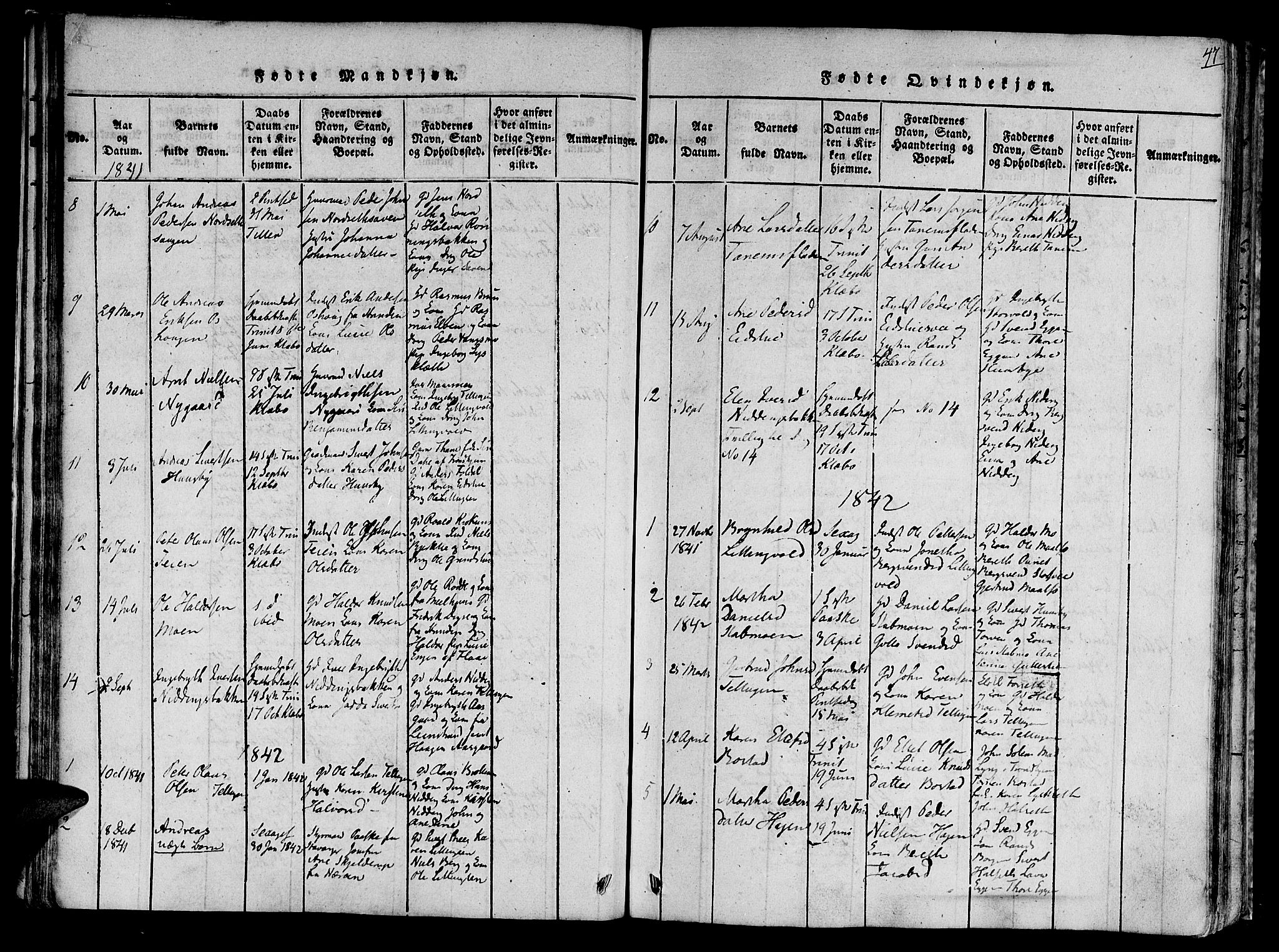 Ministerialprotokoller, klokkerbøker og fødselsregistre - Sør-Trøndelag, SAT/A-1456/618/L0439: Parish register (official) no. 618A04 /1, 1816-1843, p. 47