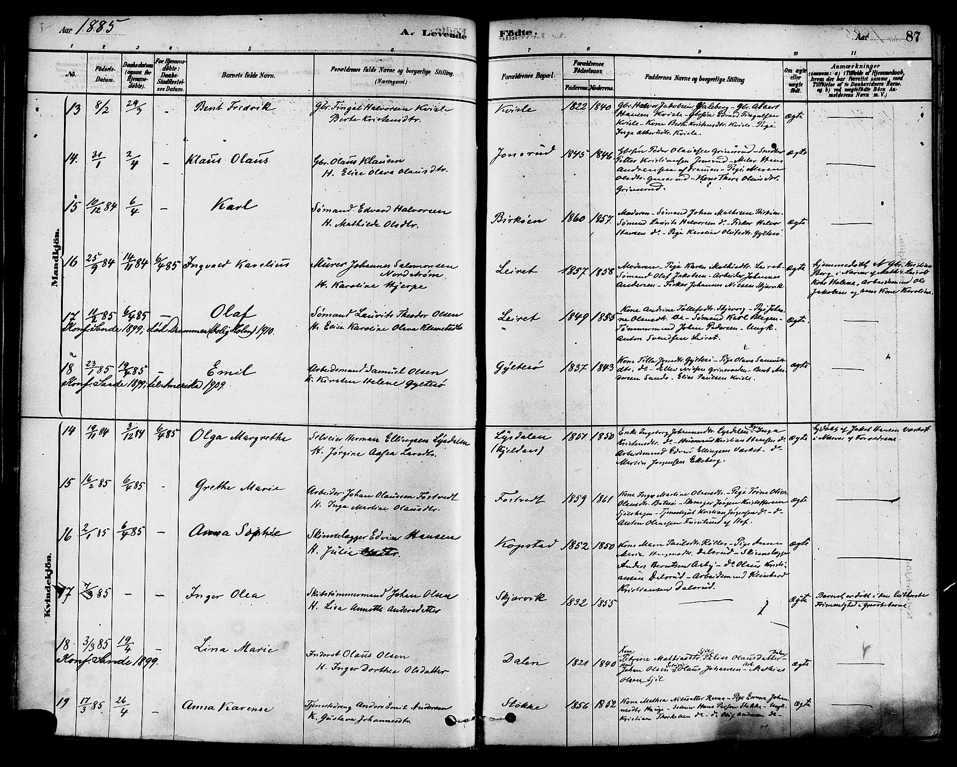 Sande Kirkebøker, AV/SAKO-A-53/F/Fa/L0006: Parish register (official) no. 6, 1878-1888, p. 87