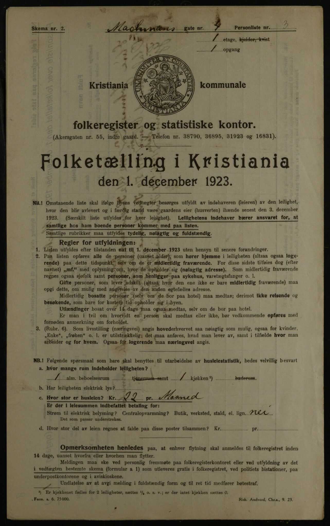 OBA, Municipal Census 1923 for Kristiania, 1923, p. 71741