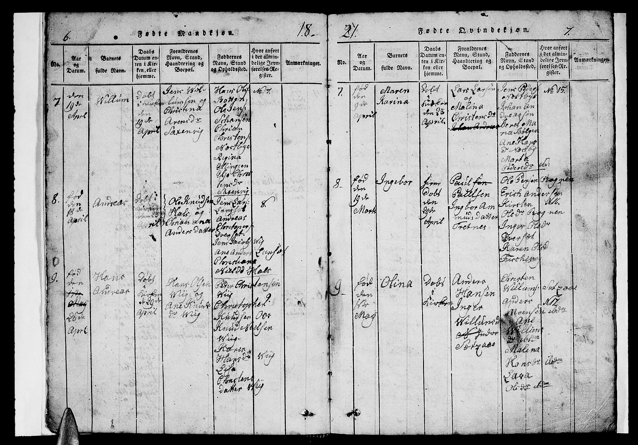 Ministerialprotokoller, klokkerbøker og fødselsregistre - Nordland, AV/SAT-A-1459/847/L0676: Parish register (copy) no. 847C04, 1821-1853, p. 6-7