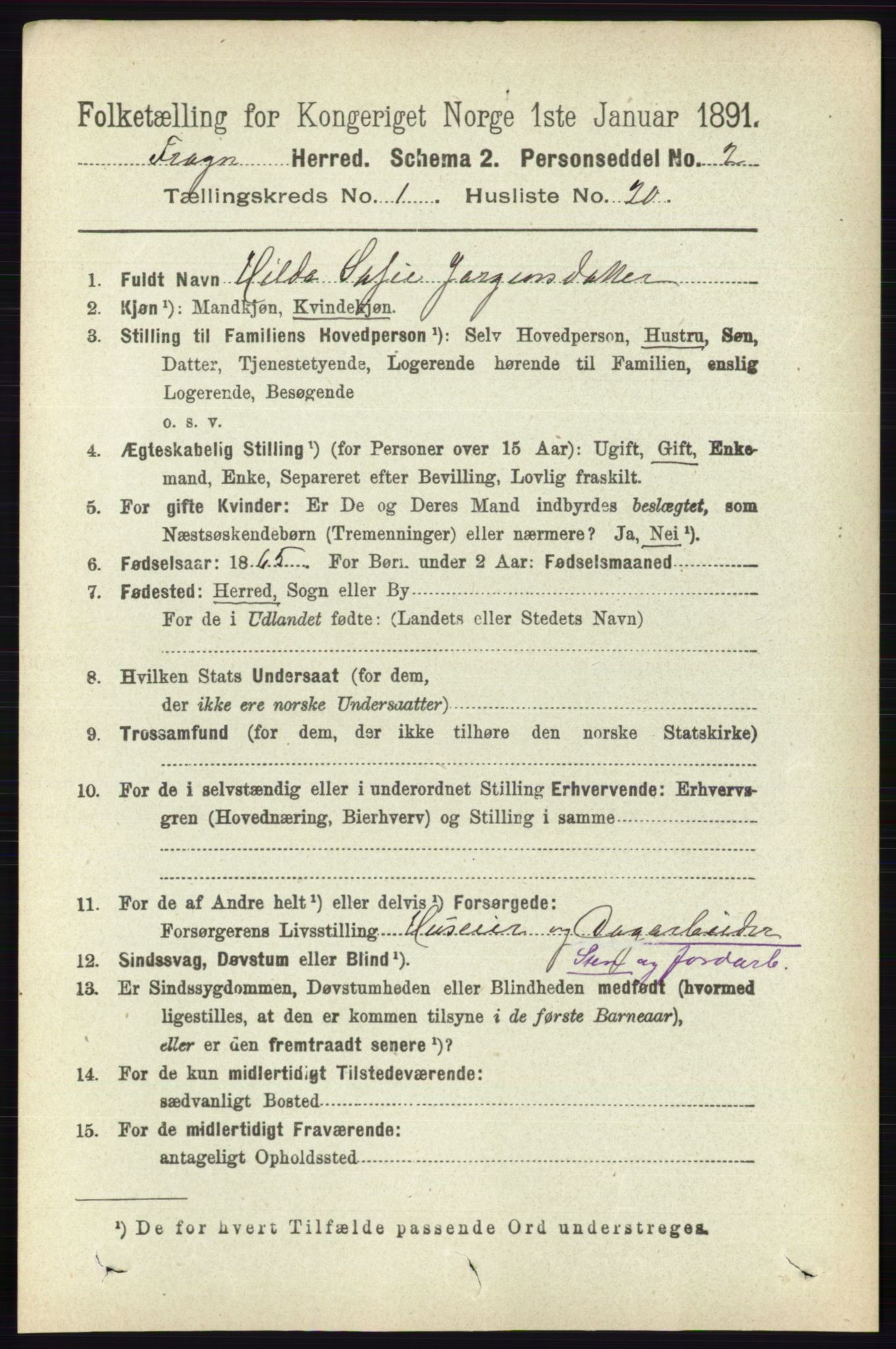 RA, 1891 census for 0215 Frogn, 1891, p. 245