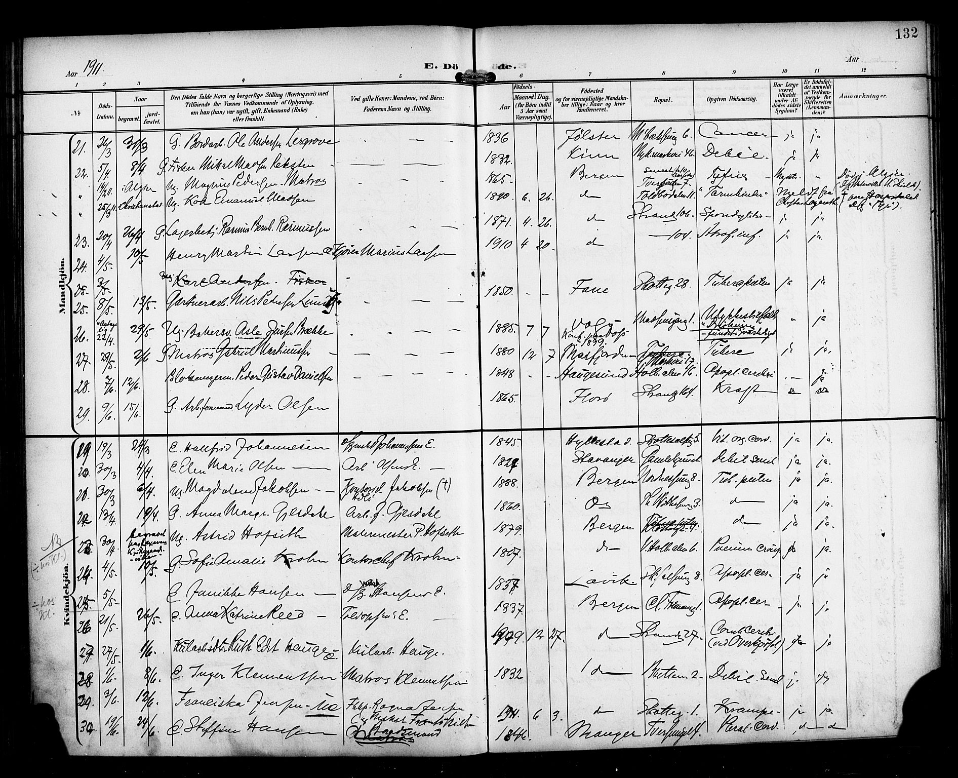 Nykirken Sokneprestembete, AV/SAB-A-77101/H/Haa/L0045: Parish register (official) no. E 5, 1899-1917, p. 132