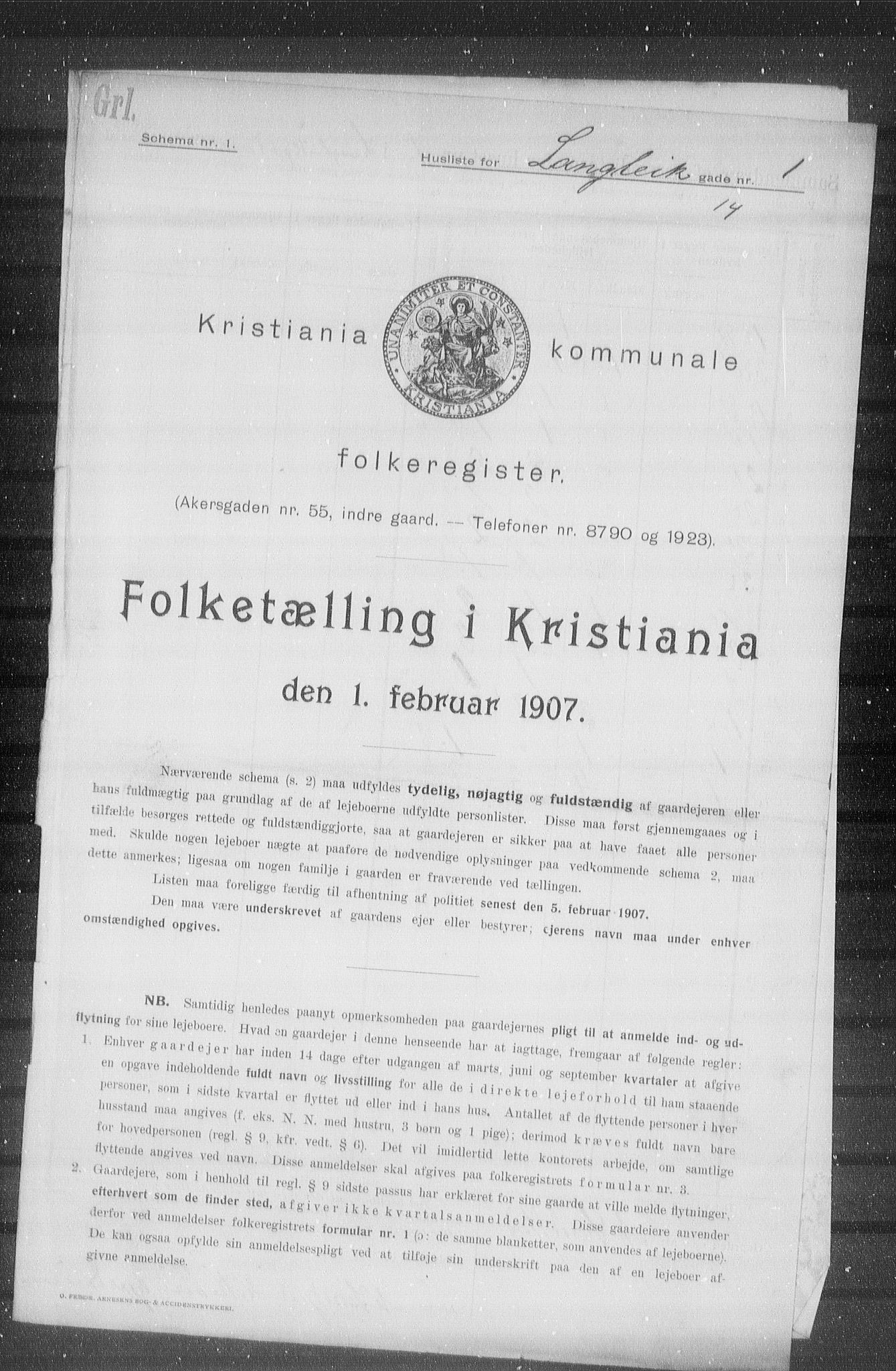 OBA, Municipal Census 1907 for Kristiania, 1907, p. 29065